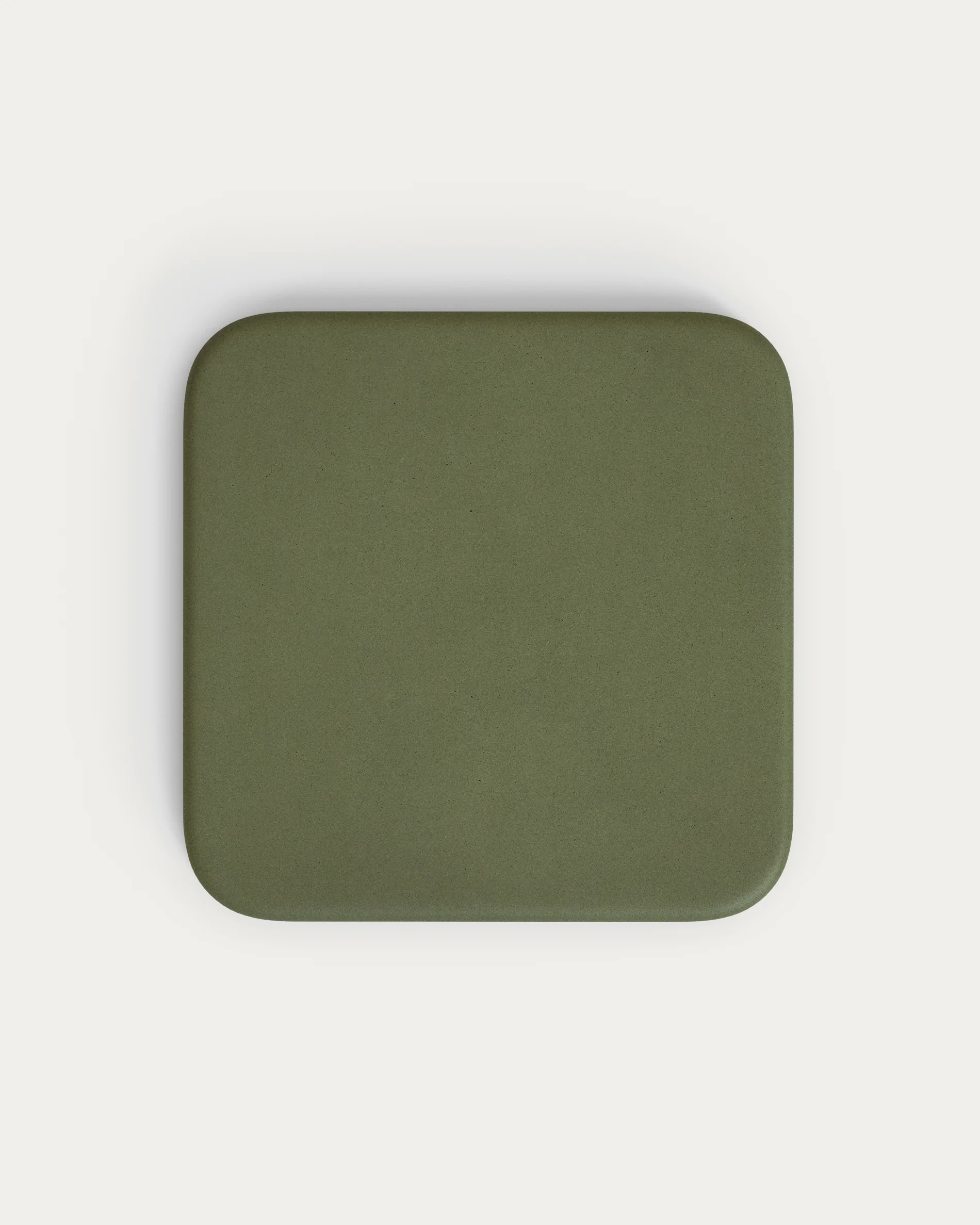 Esilda outdoor table with green cement top 70x70cm and green steel base Ø42x45cm