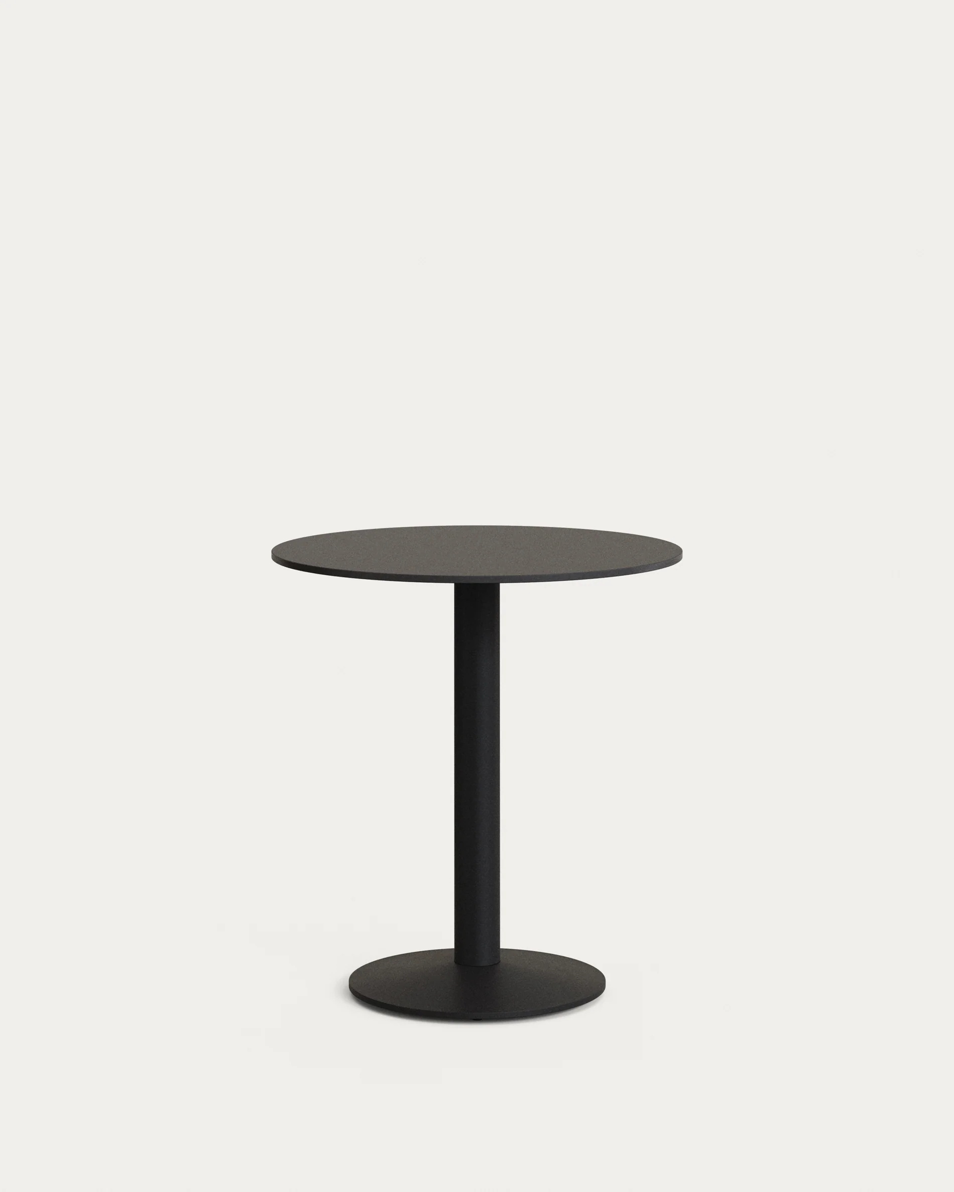Esilda round outdoor table in black with metal leg in a painted black finish, Ø 70 x 70 cm