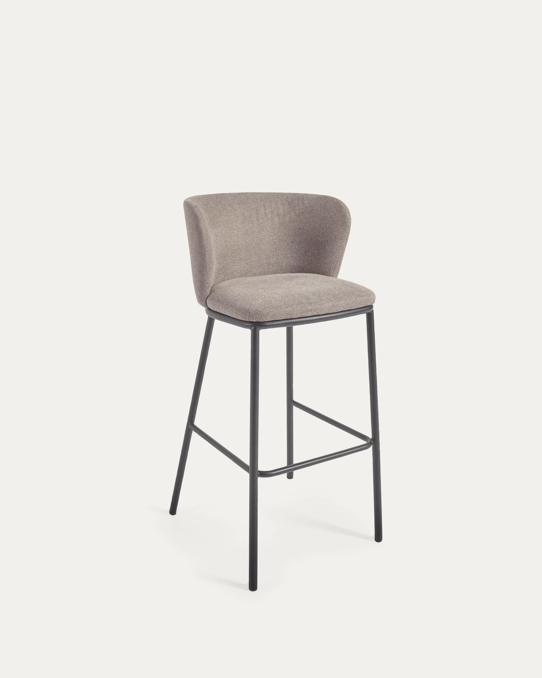 Ciselia stool in light brown chenille and black steel legs 75 cm FSC Mix Credit
