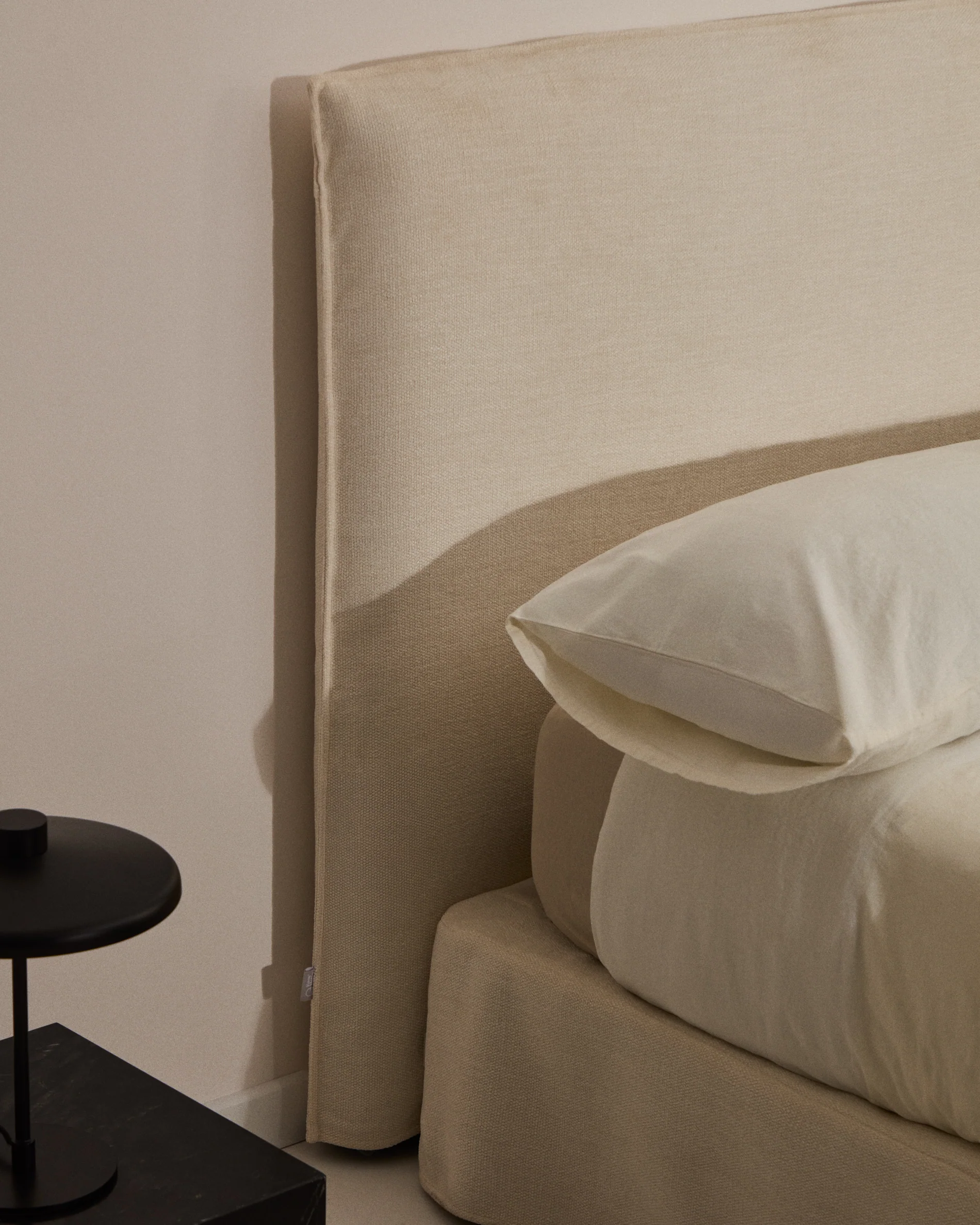 Jaira headboard cover in white chenille for 150cm bed