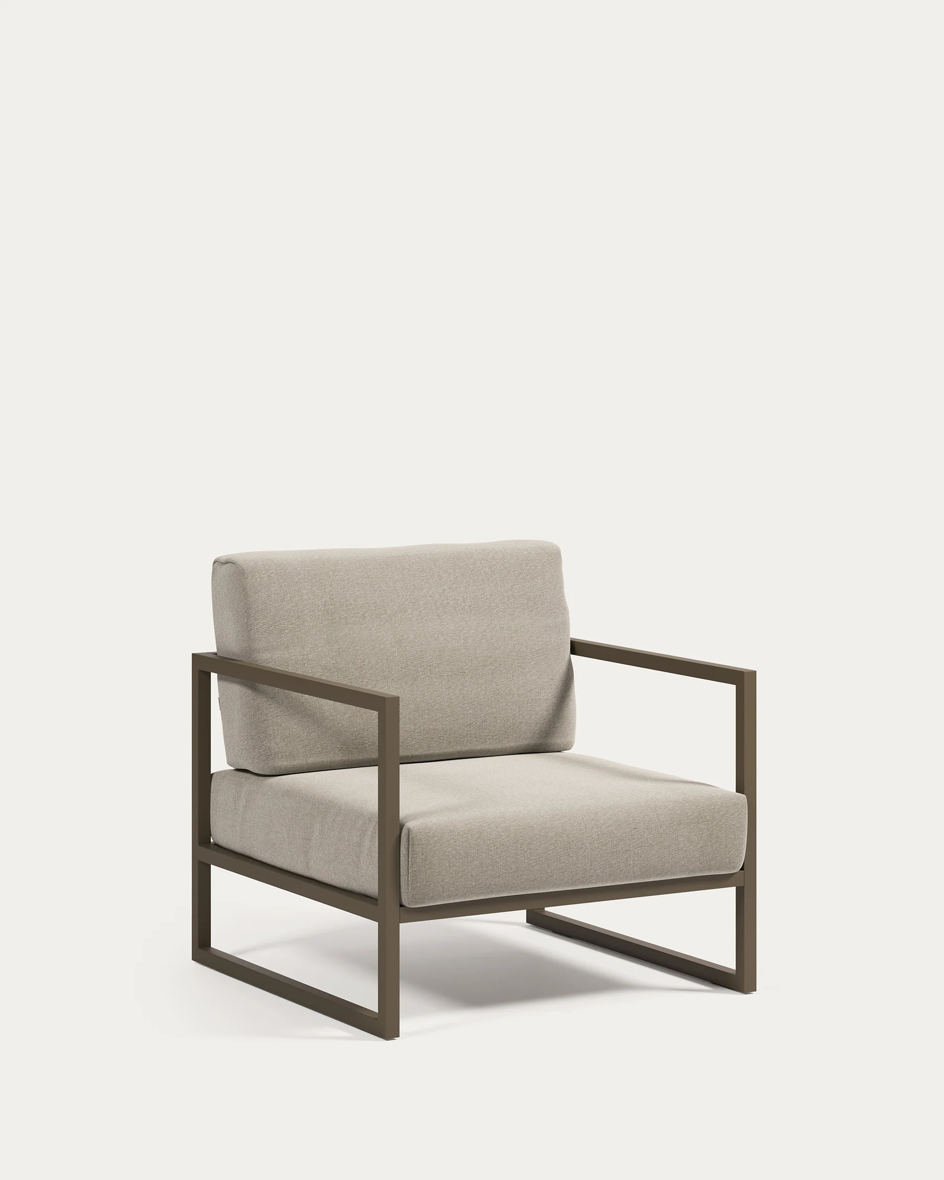 Comova 100% outdoor armchair in light grey and green aluminium