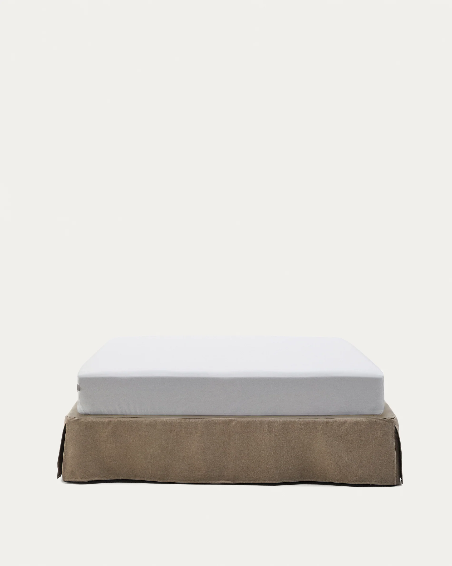 Jaira base with removable linen and cotton cover in taupe for a 150 x 190 cm mattress