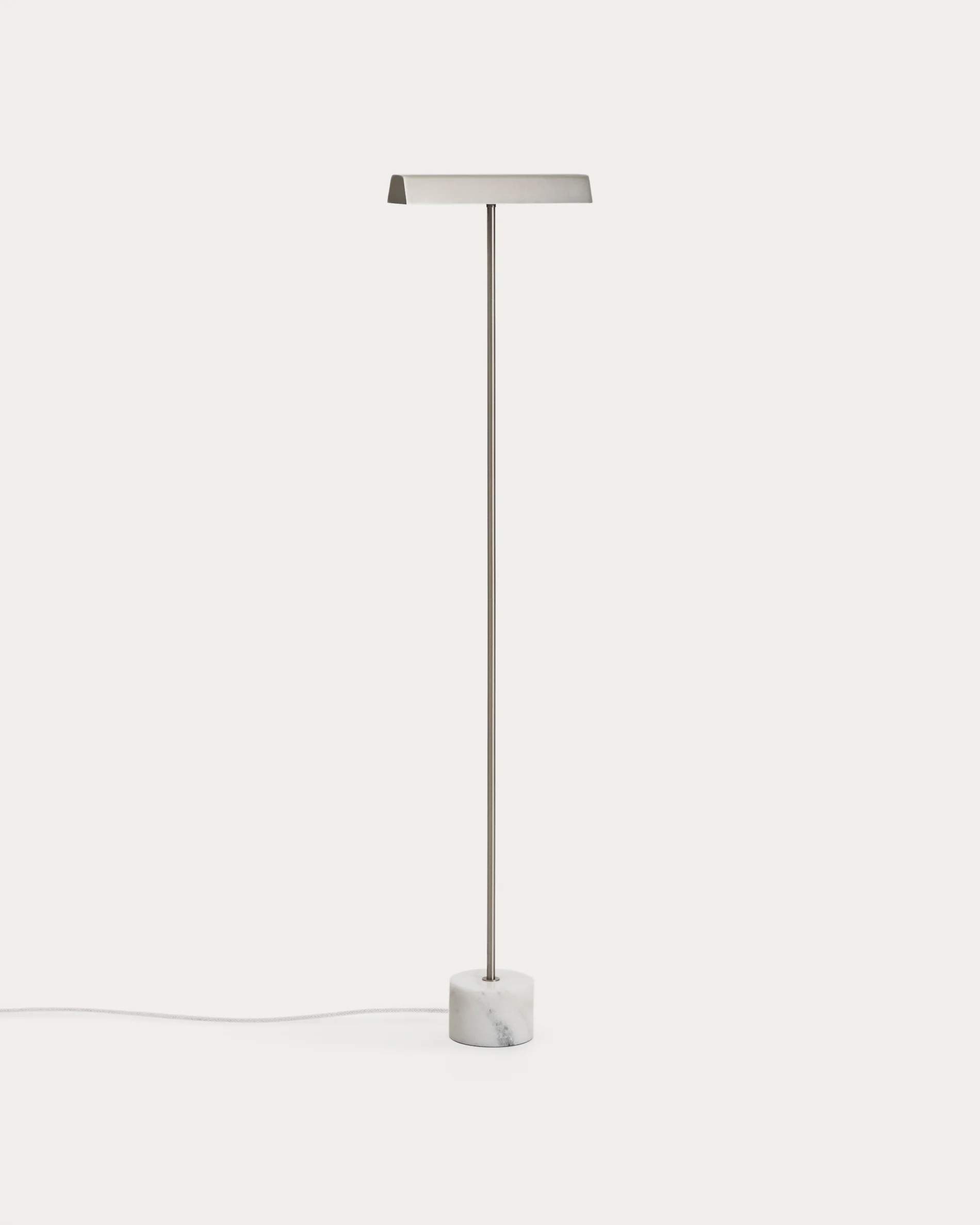 Lynor brushed steel floor lamp with white marble base