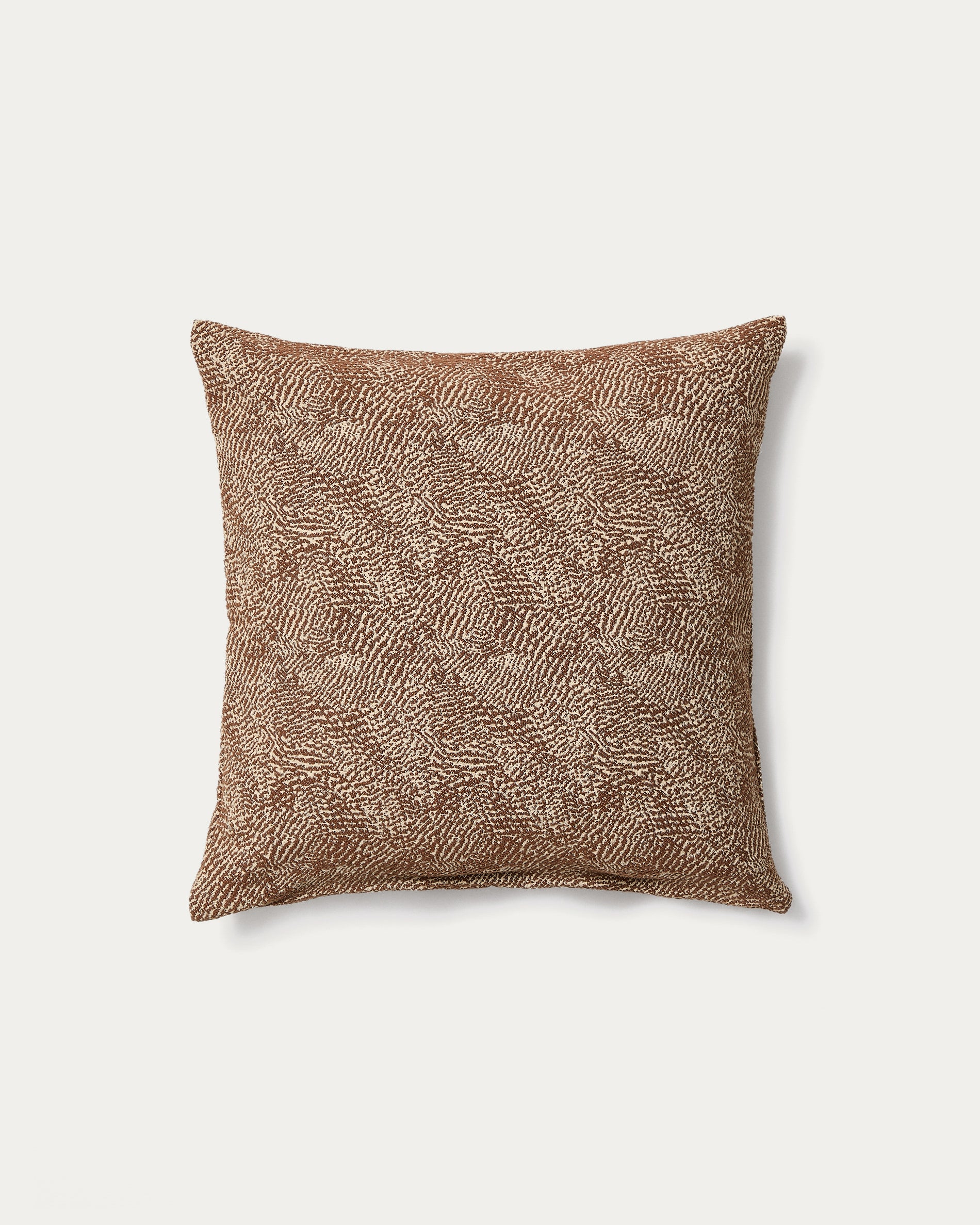 Junie cushion cover in brown and beige cotton jacquard 50 x 50 cm