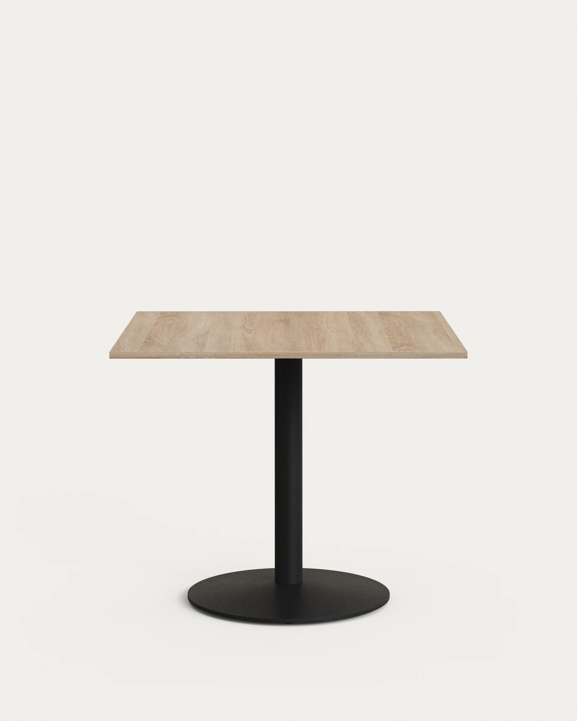 Esilda  table in natural finish melamine with metal leg in a painted black finish, 90x90x70 cm