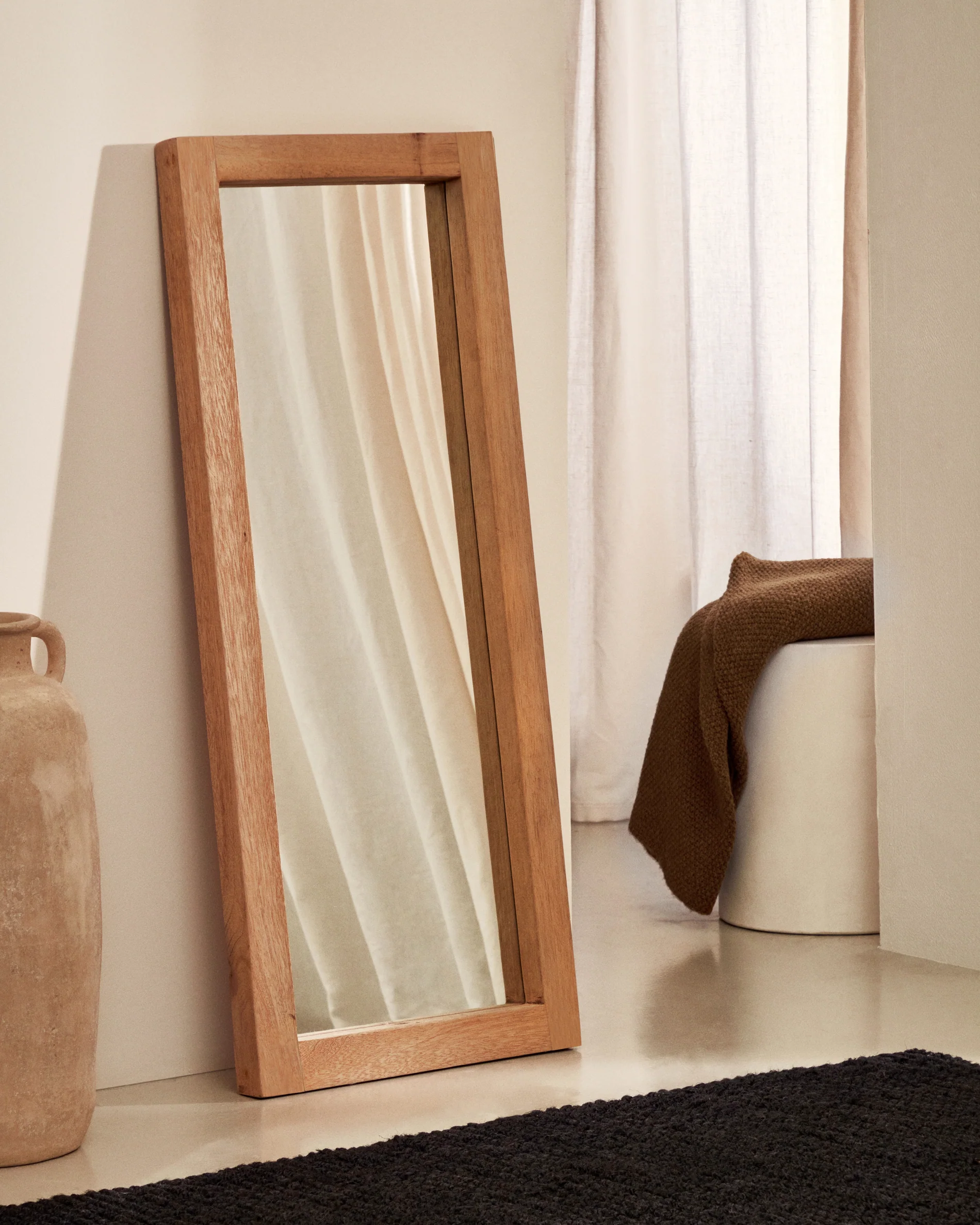 Maden wooden mirror with a natural finish 50 x 120 cm