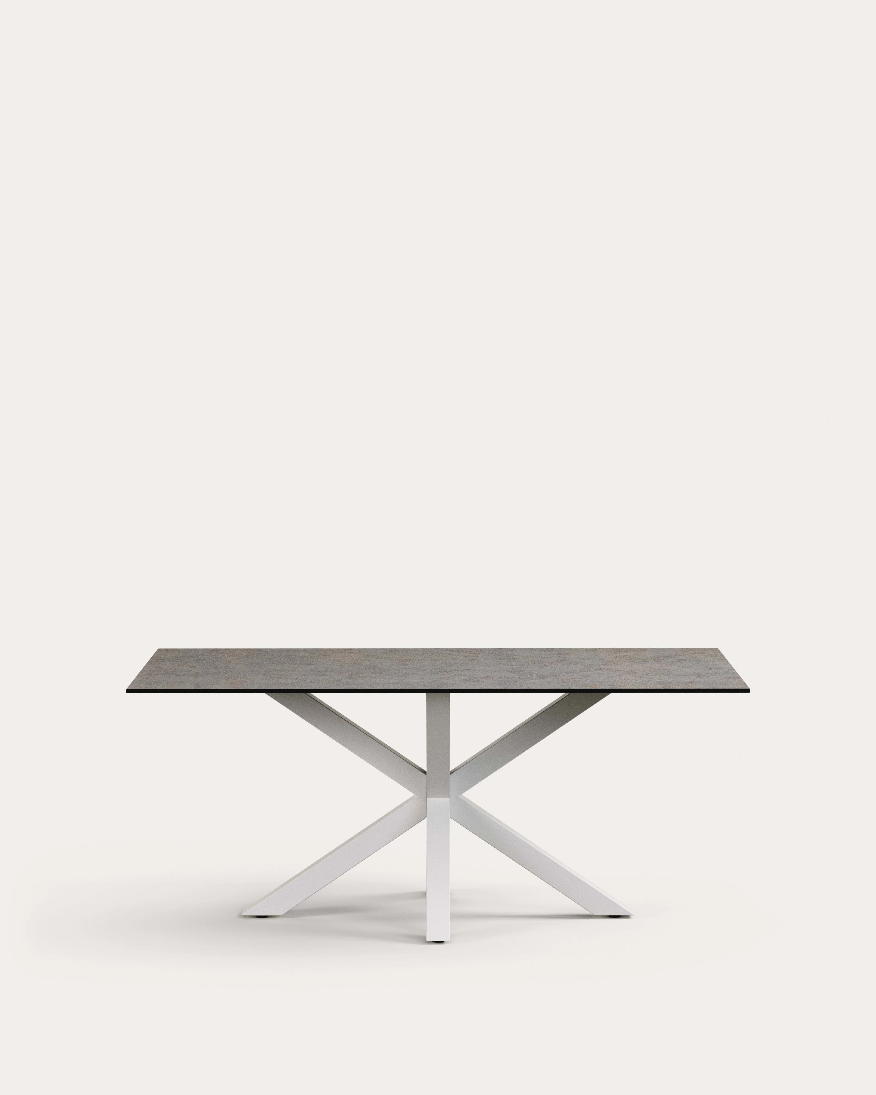 Argo table in Iron Moss porcelain and steel legs with white finish, 180 x 100 cm