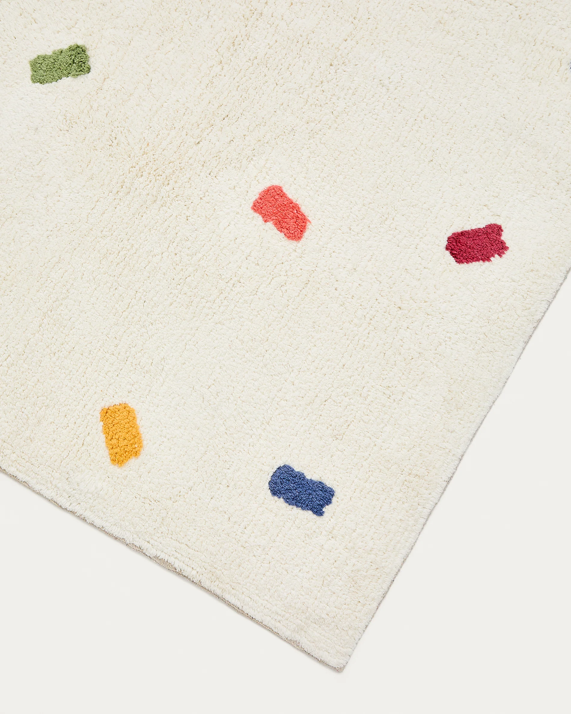 Epifania rug 100% white cotton with multicolour dots 90 x 150 cm