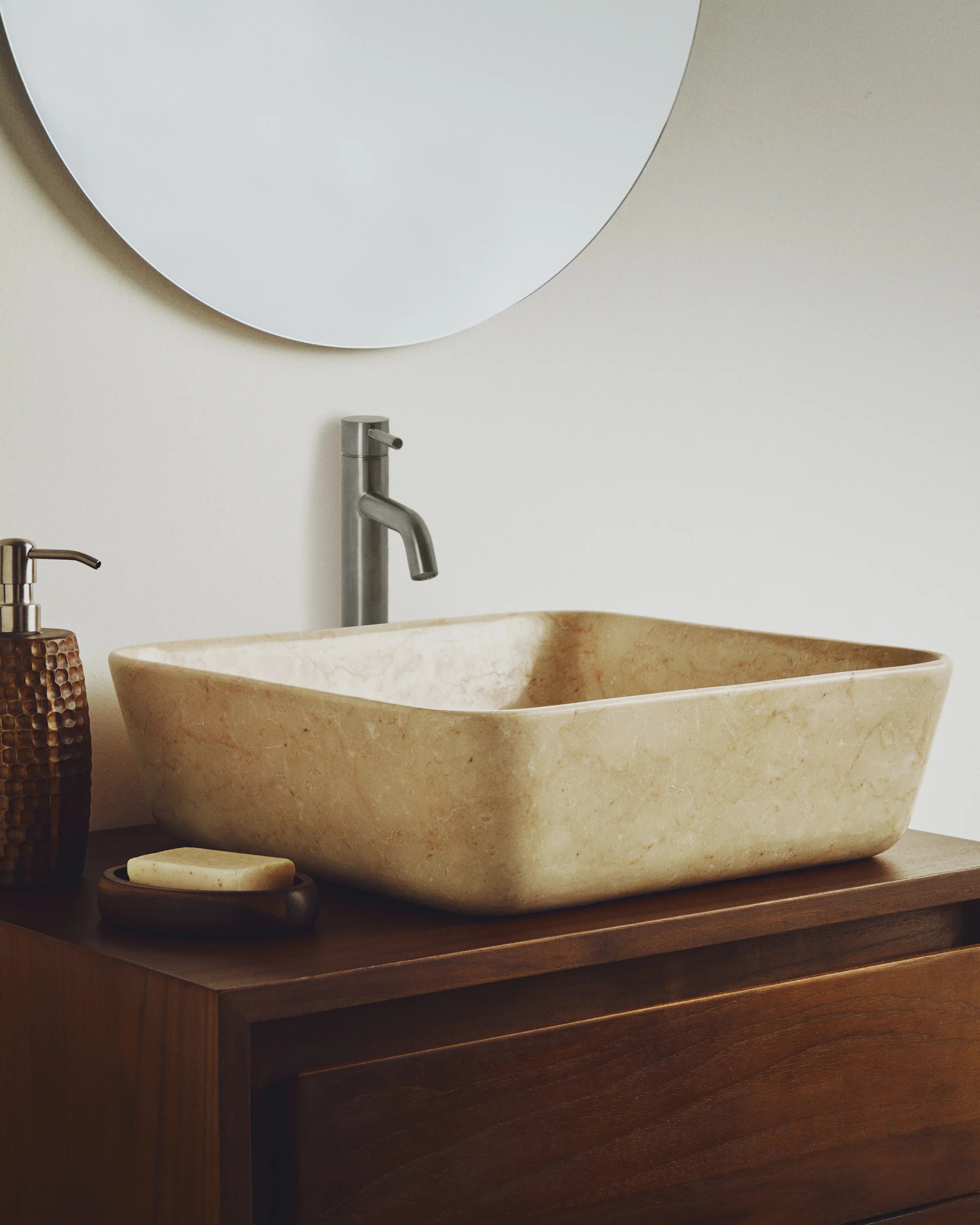Darnen beige marble countertop washbasin 40 x 40cm