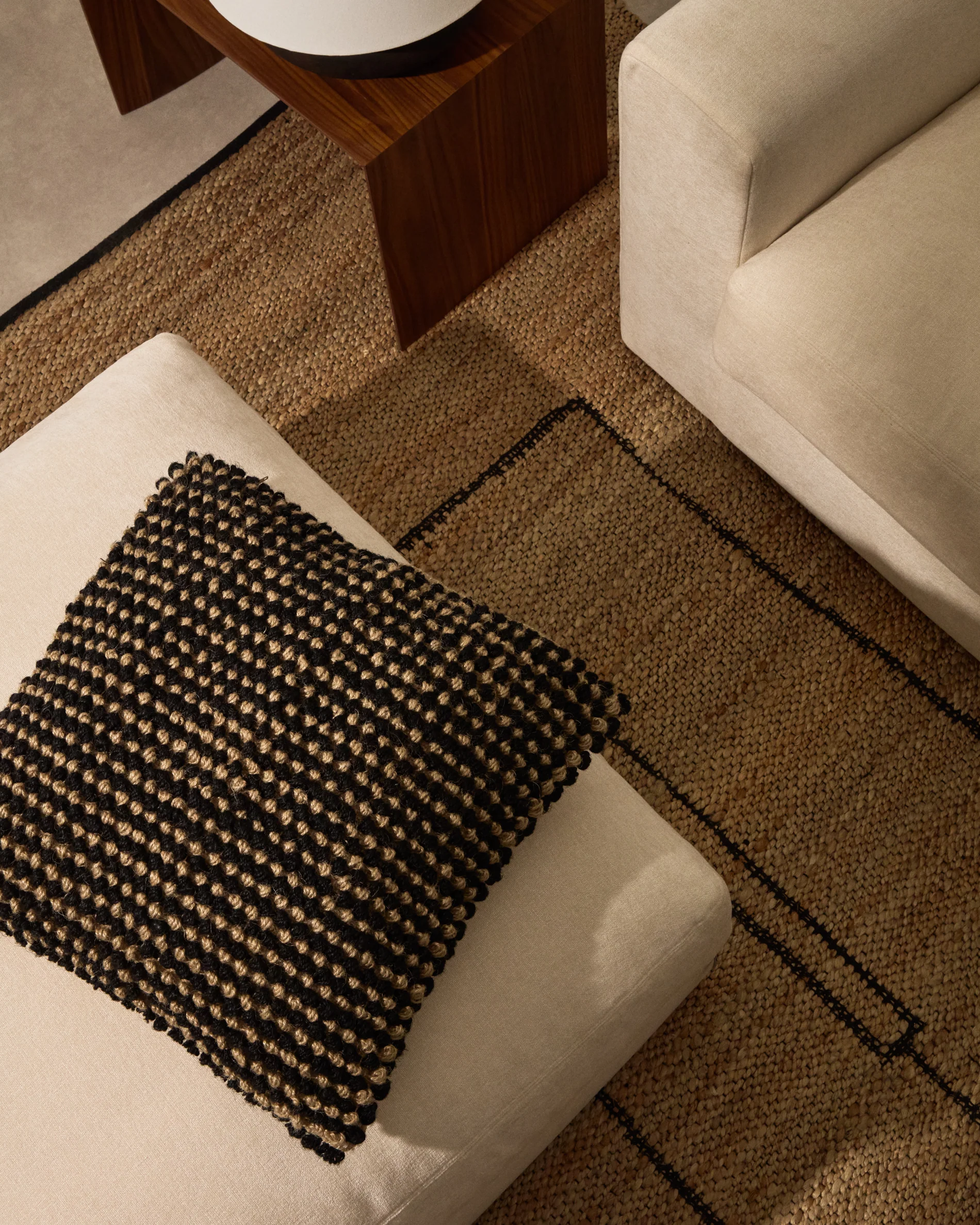 Sayen black jute cushion cover 50 x 50 cm