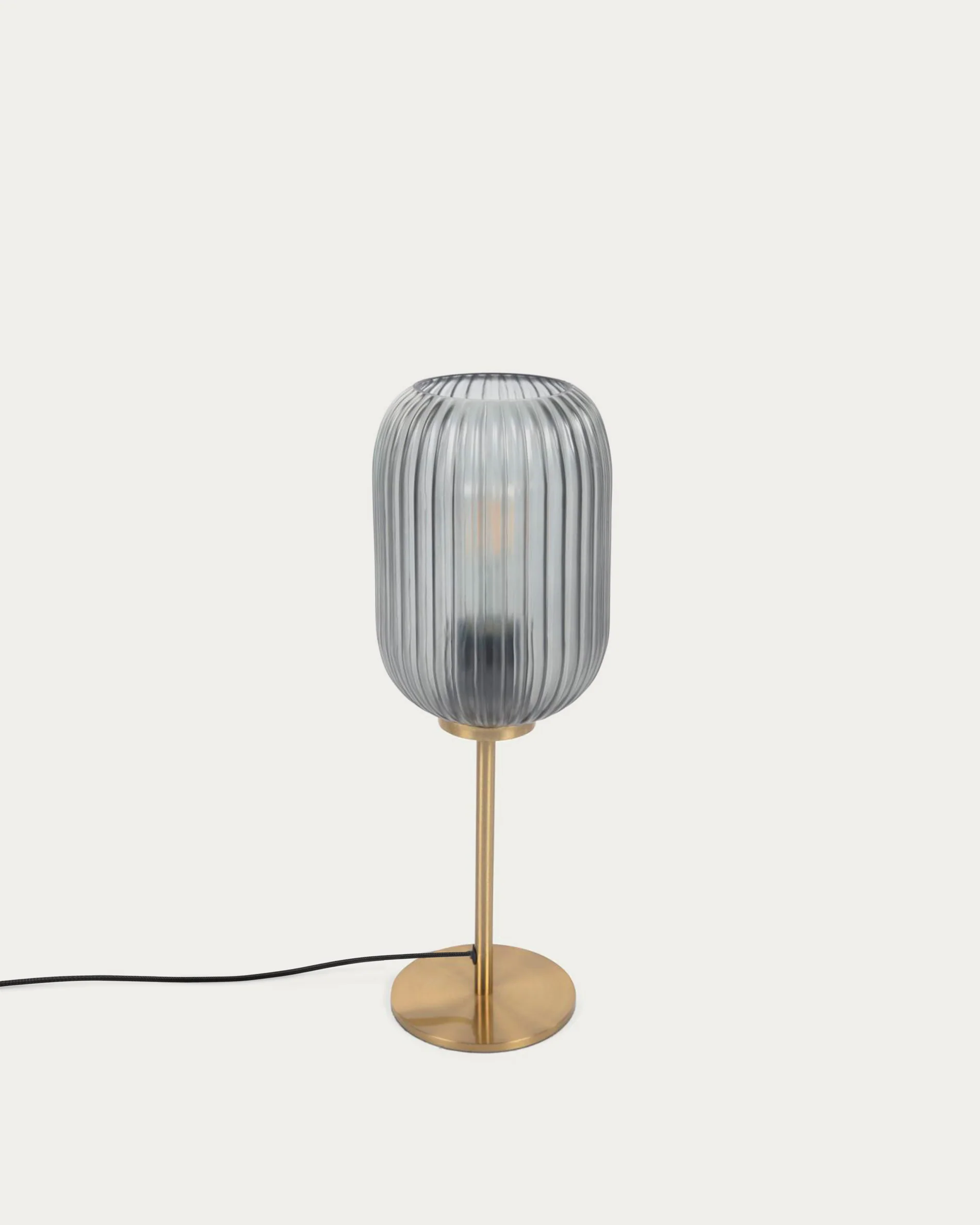 Hestia table lamp in metal with brass and grey glass finish