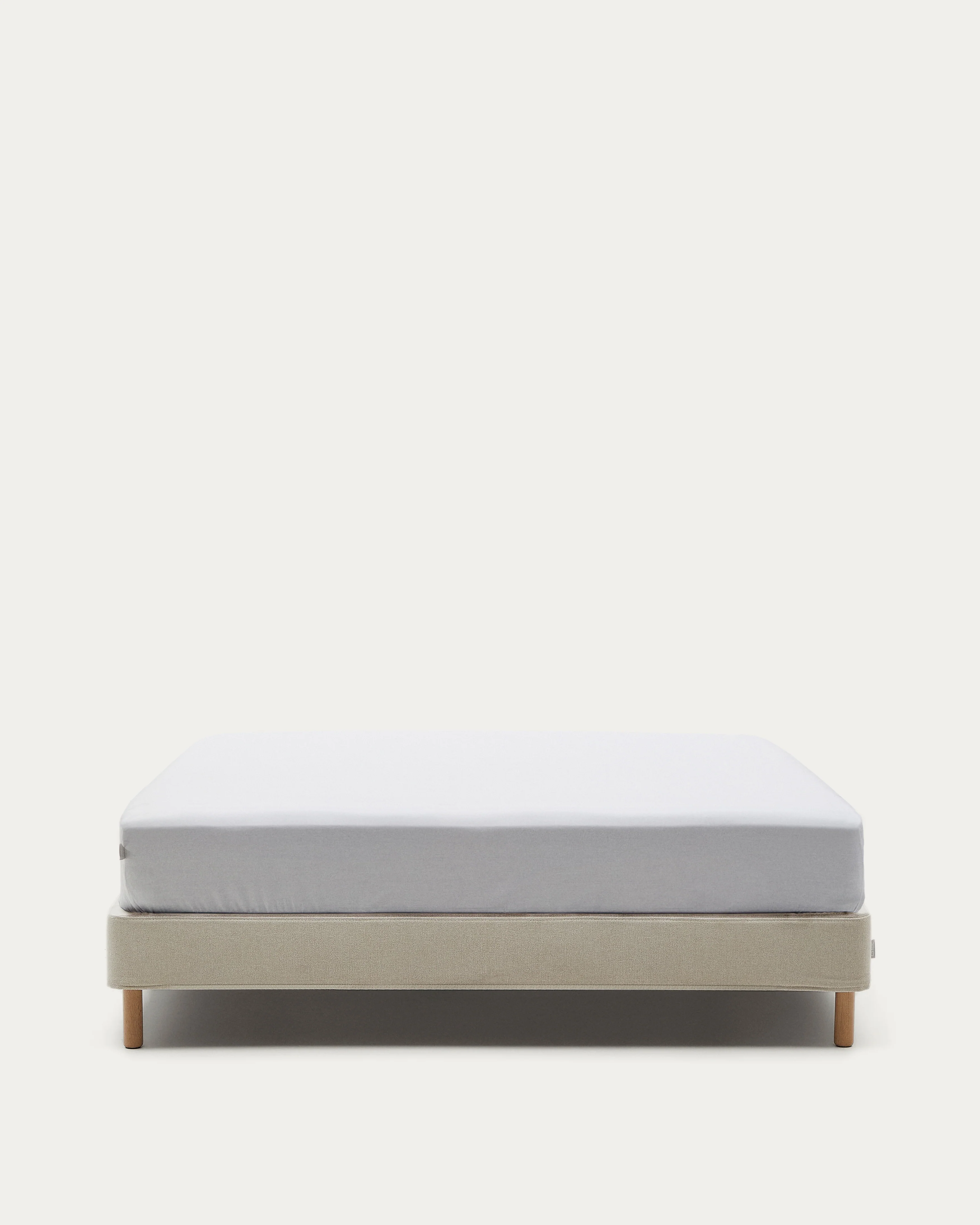 Ofelia base with ecru removable cover and solid beech wooden legs for a 160 x 200 cm mattress