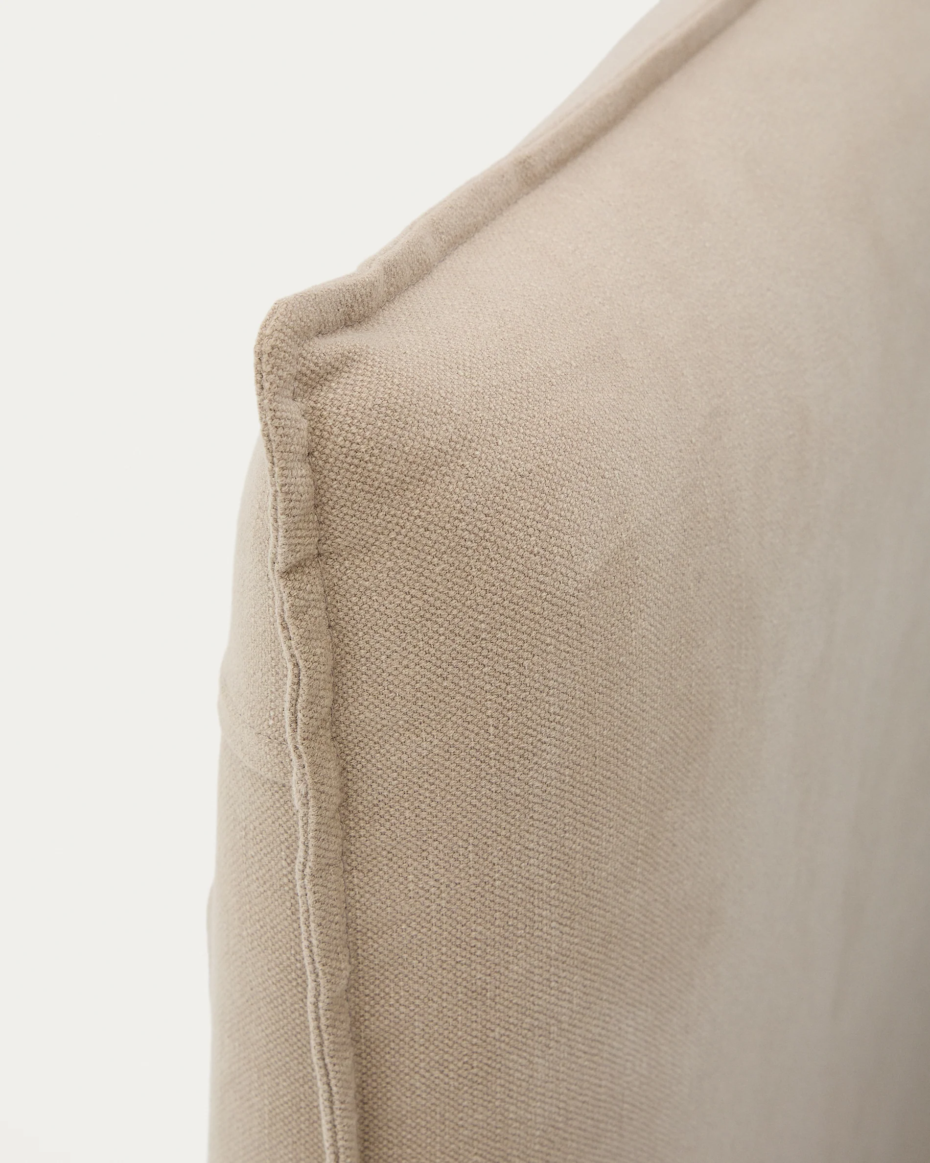 Jaira linen and cotton headboard cover in taupe for a 160 cm bed