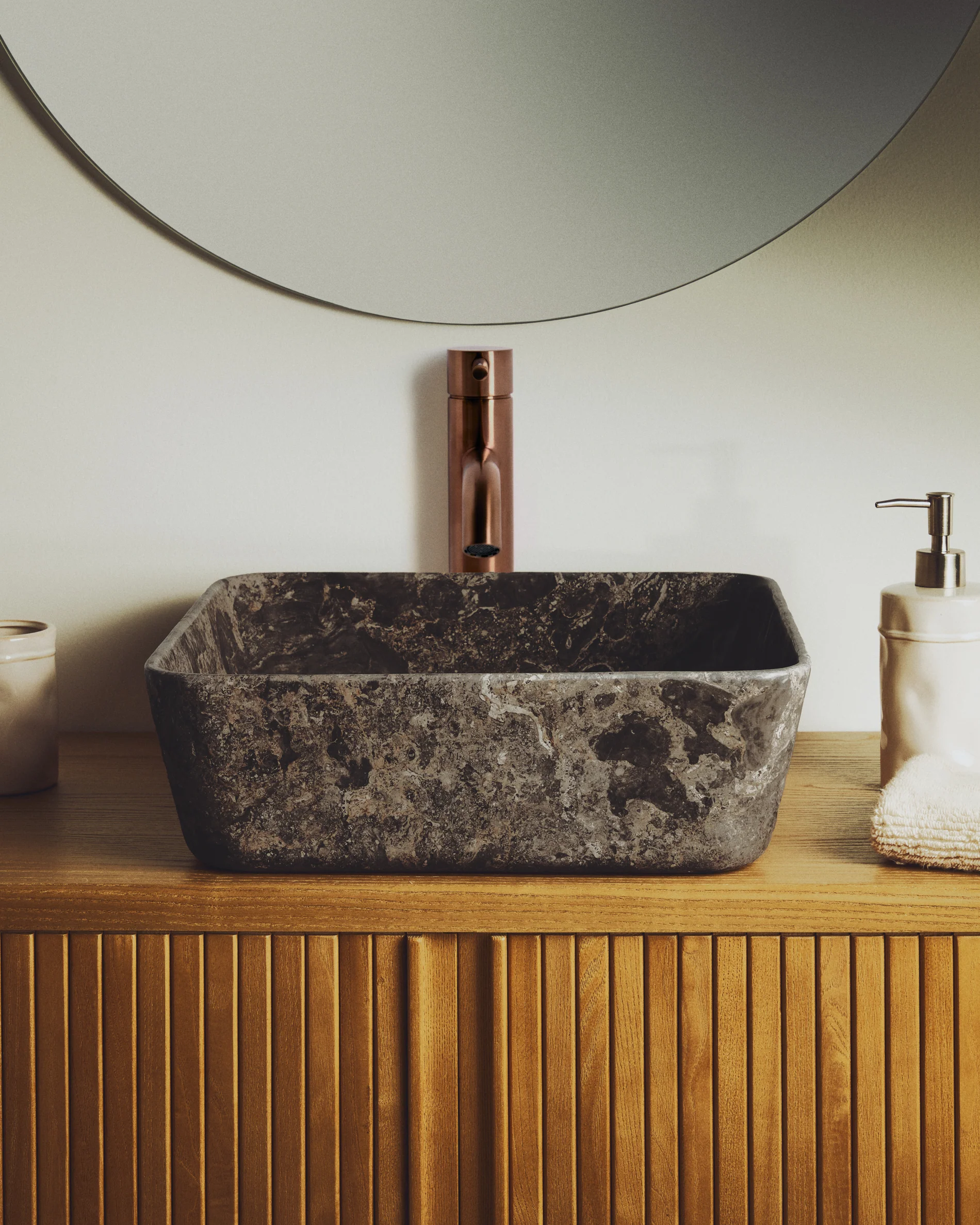 Darnen grey marble countertop washbasin 40 x 40cm