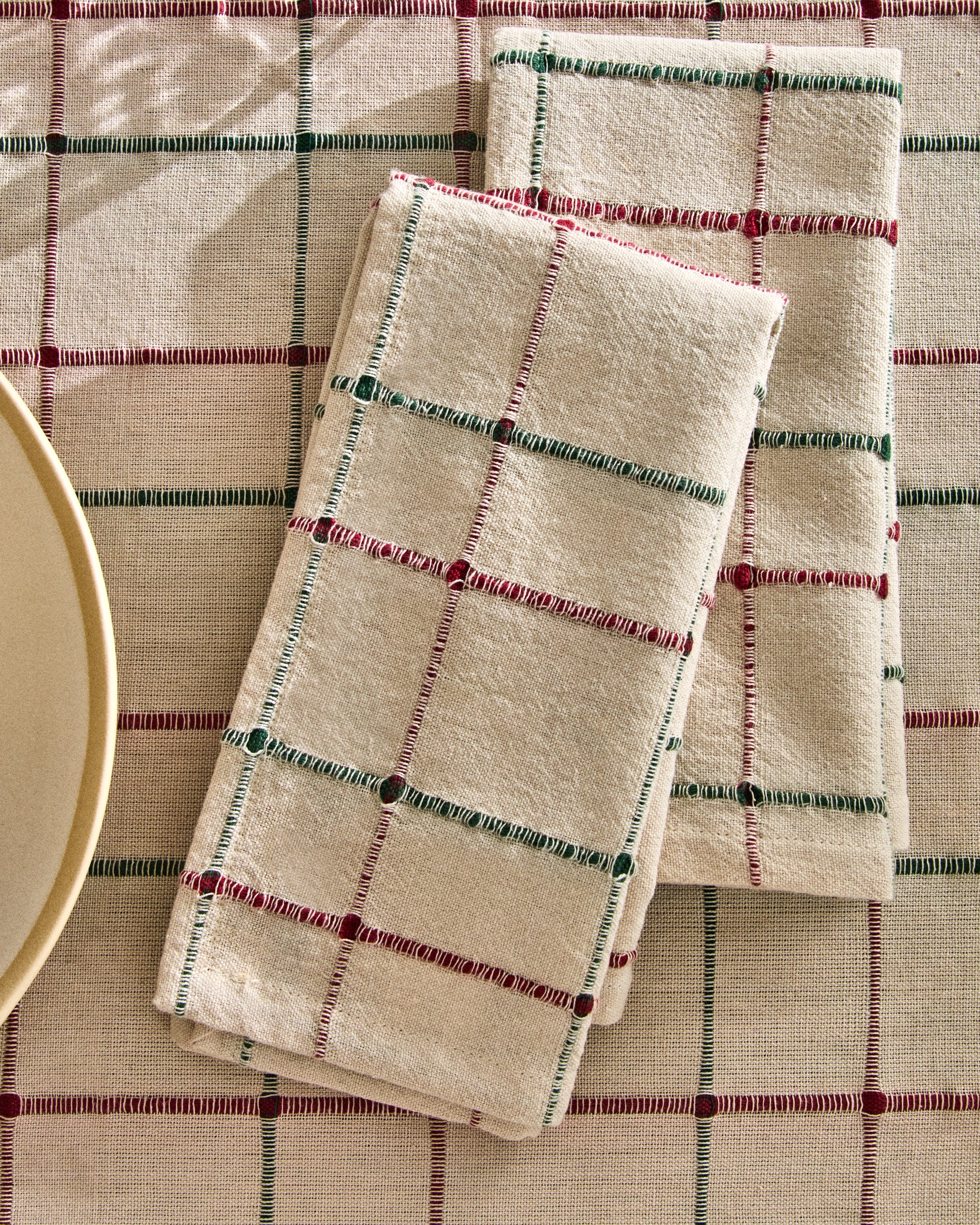 Aldelie set of 2 multicoloured 100% cotton jacquard napkins