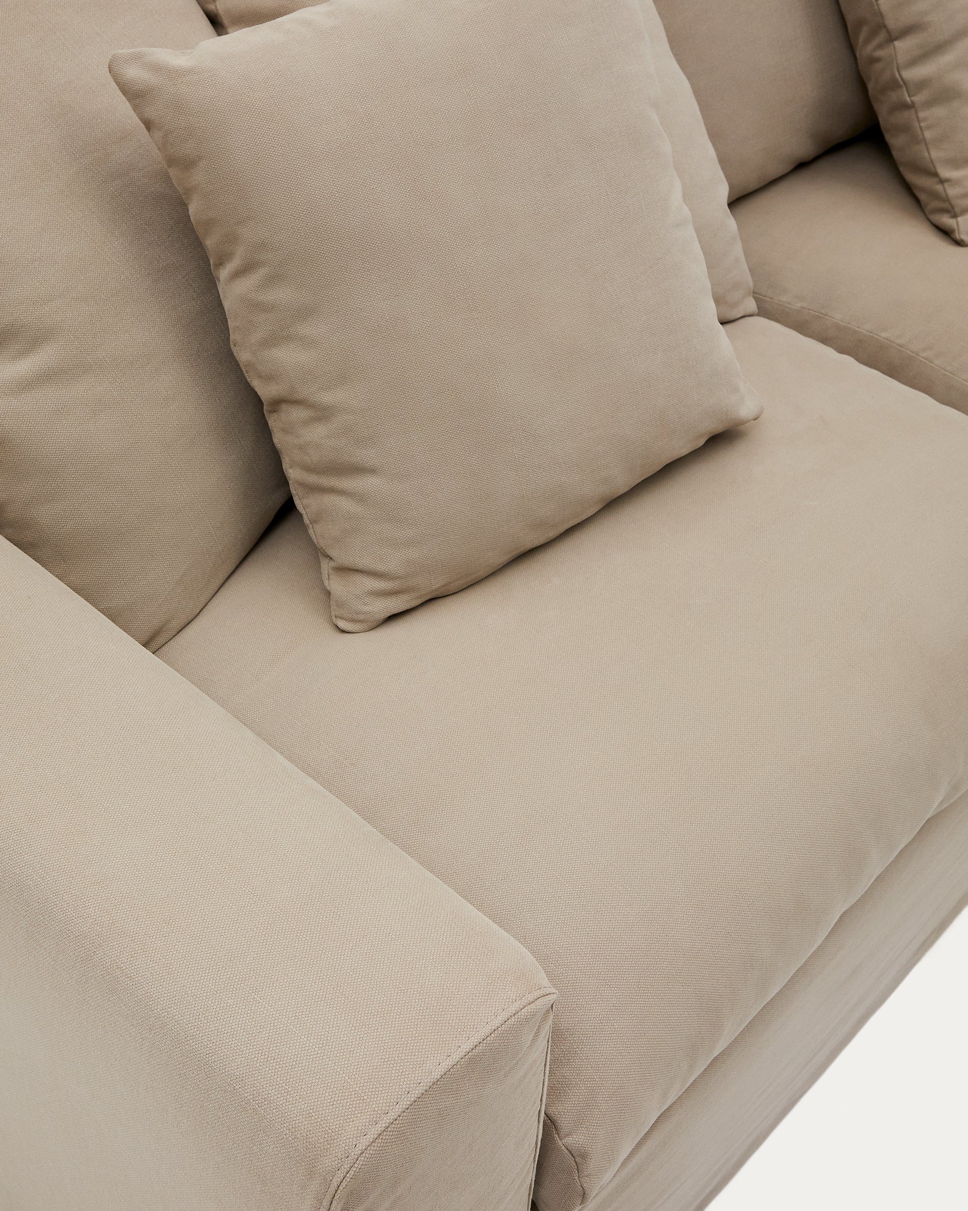 Nora 4-seater sofa cover in taupe linen and cotton