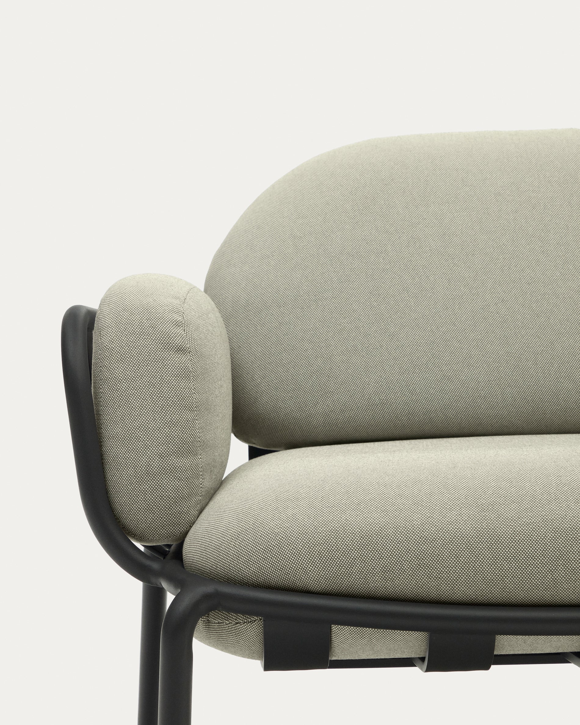 Joncols outdoor 2-seater sofa with beige upholstery and aluminium with grey painted finish 164cm