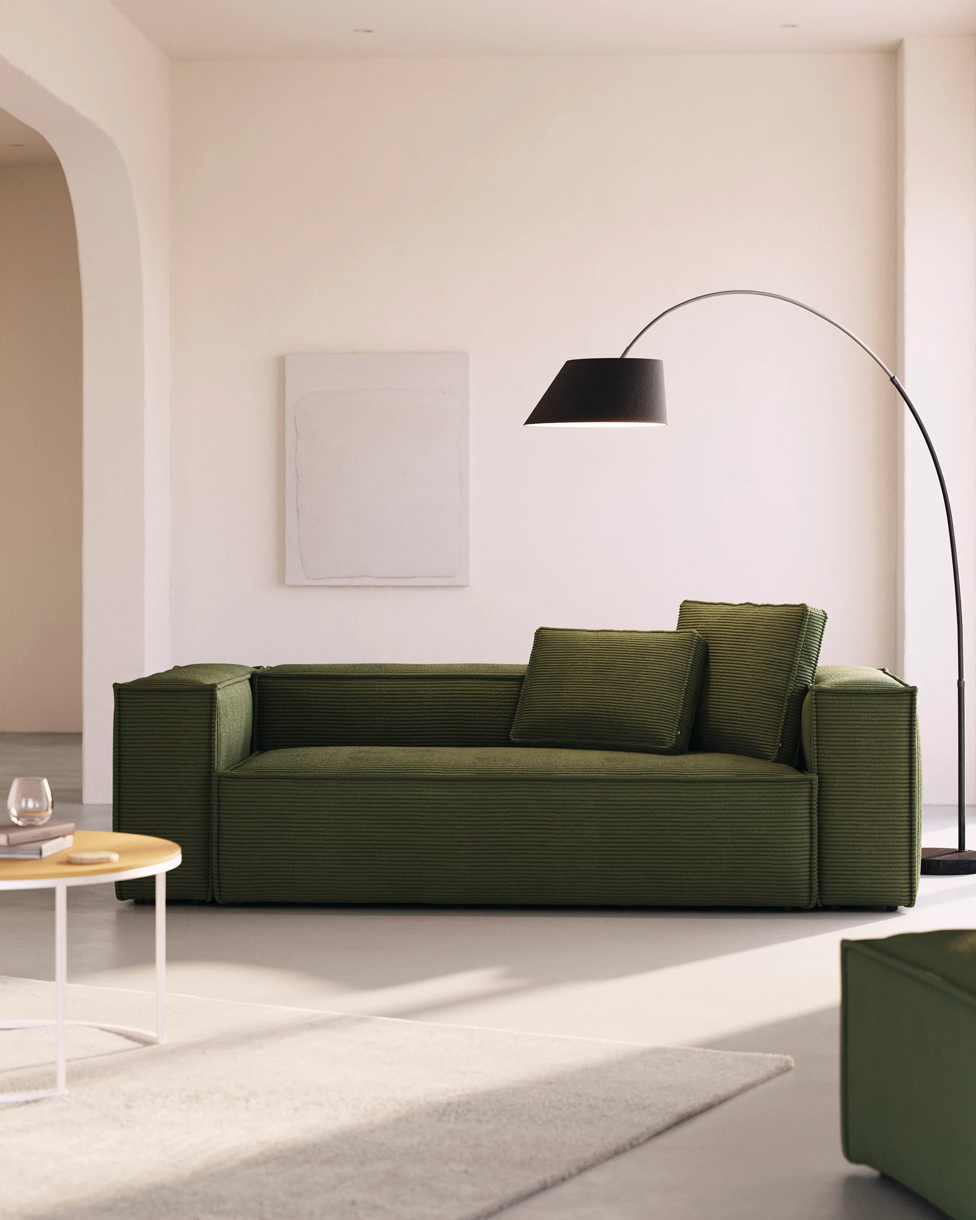 Blok 3-seater sofa in green thick corduroy 240cm FSC Mix Credit