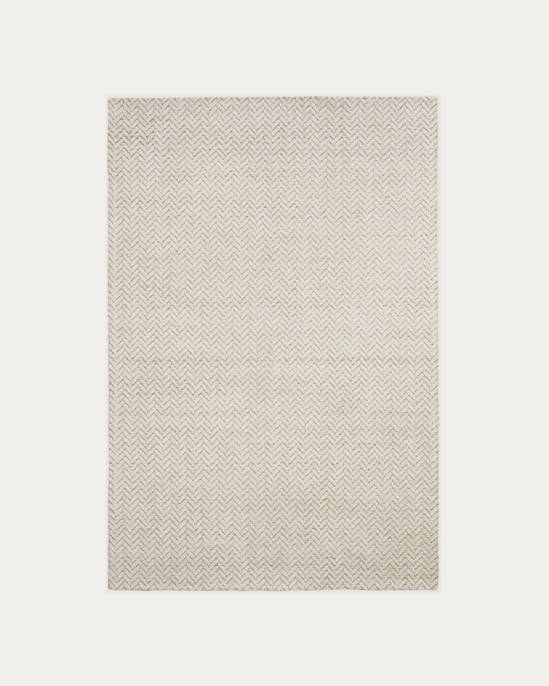 Calira beige woven jacquard wool rug 230 x 160cm