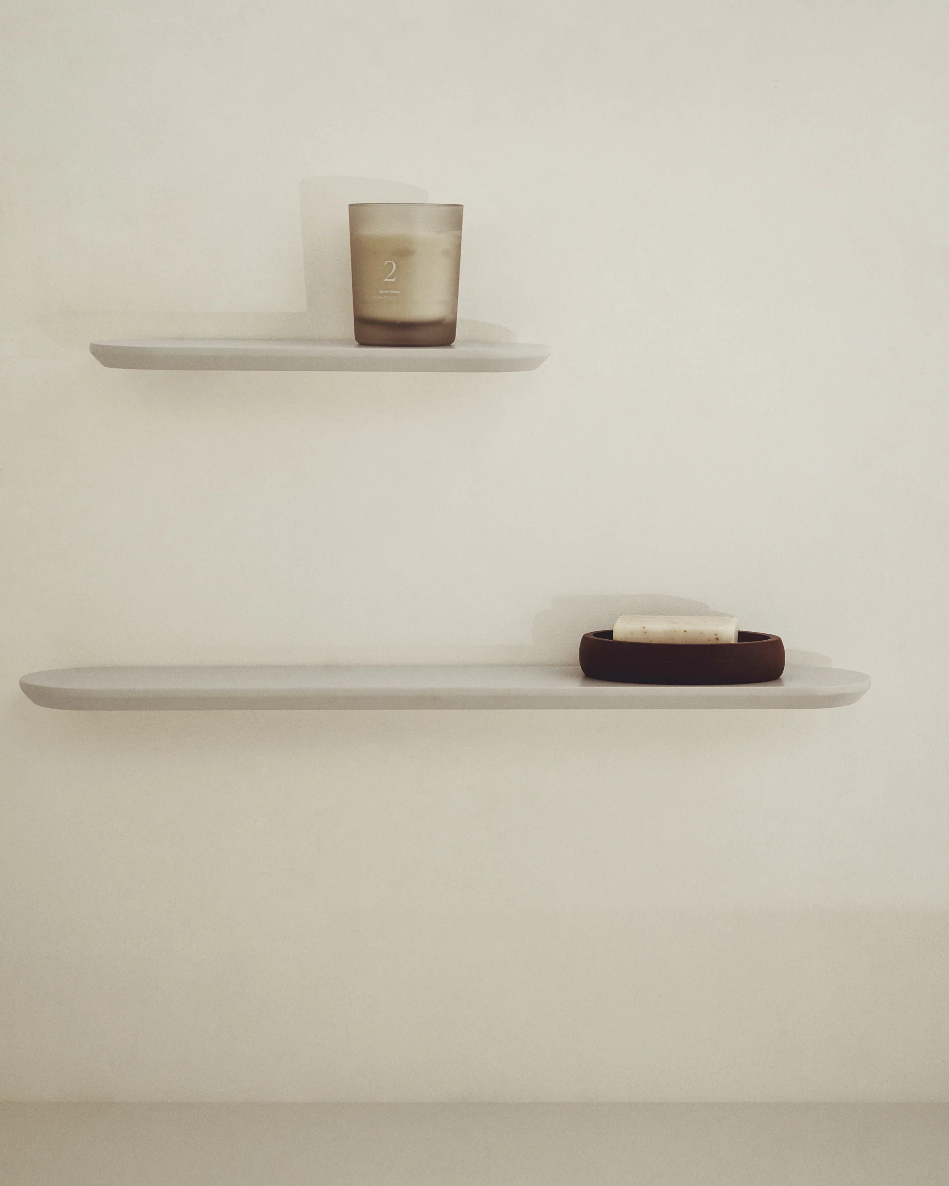 Arely set of 2 MDF shelves with beige lacquer finish 35 cm/55 cm