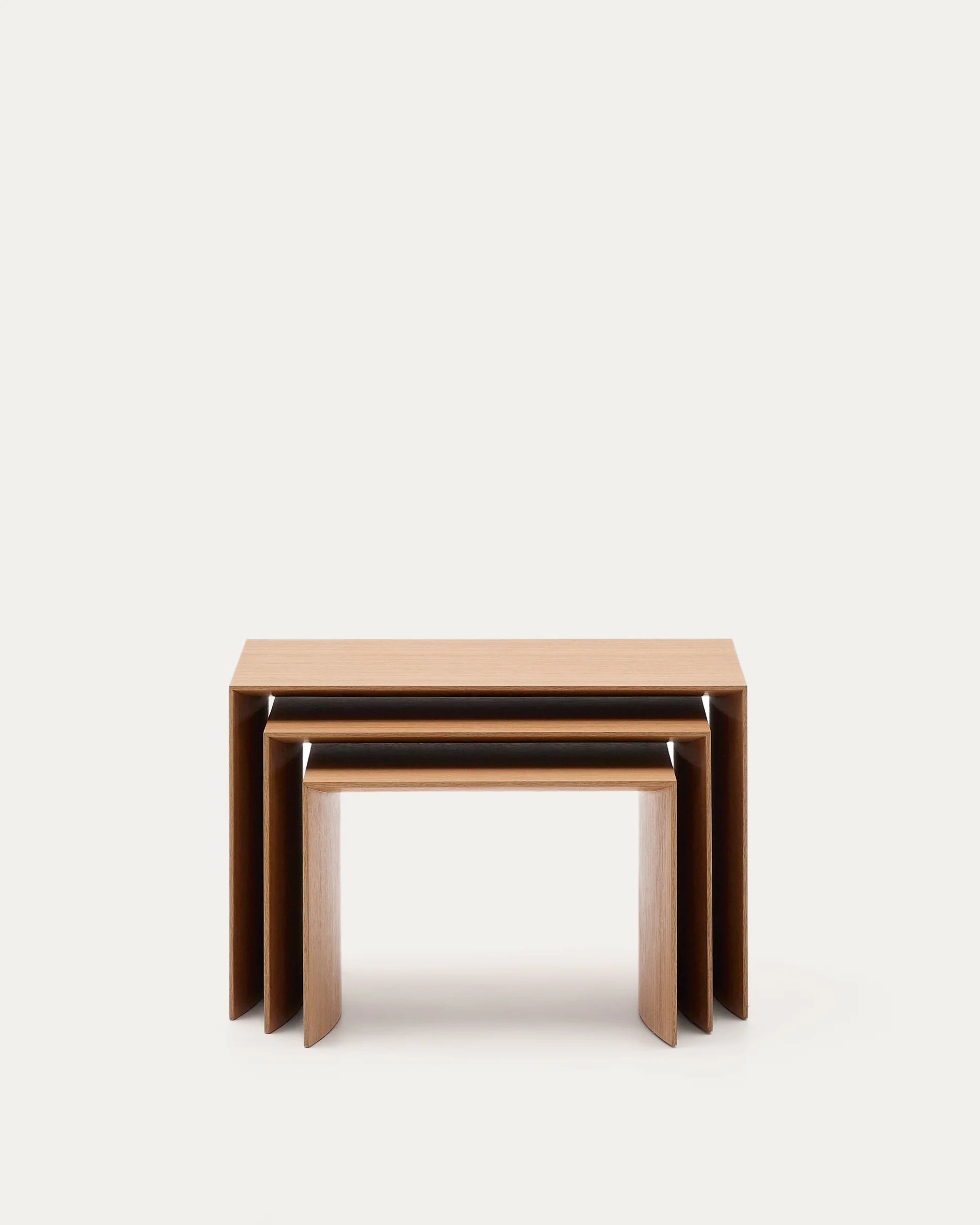 Litto set of 3 oak veneer nesting tables FSC Mix Credit 60 x 40 / 51 x 36 / 42 x 31 cm