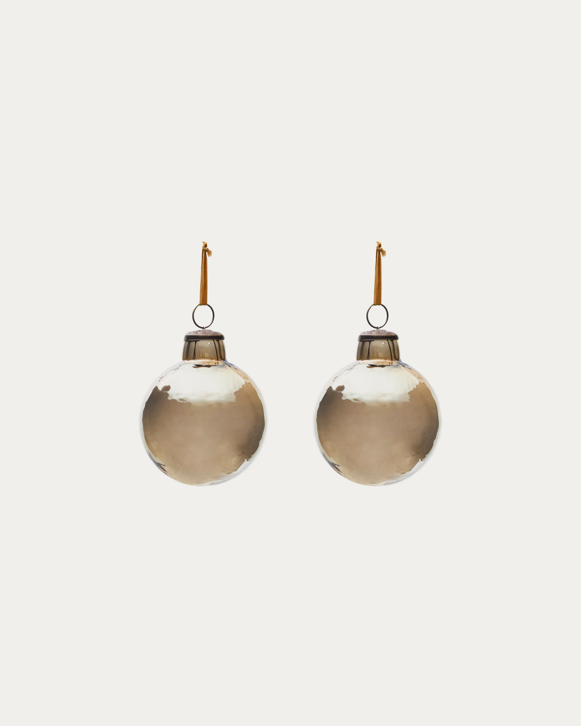 Piril set of 2 Christmas baubles made of brown recycled glass, Ø 10 cm