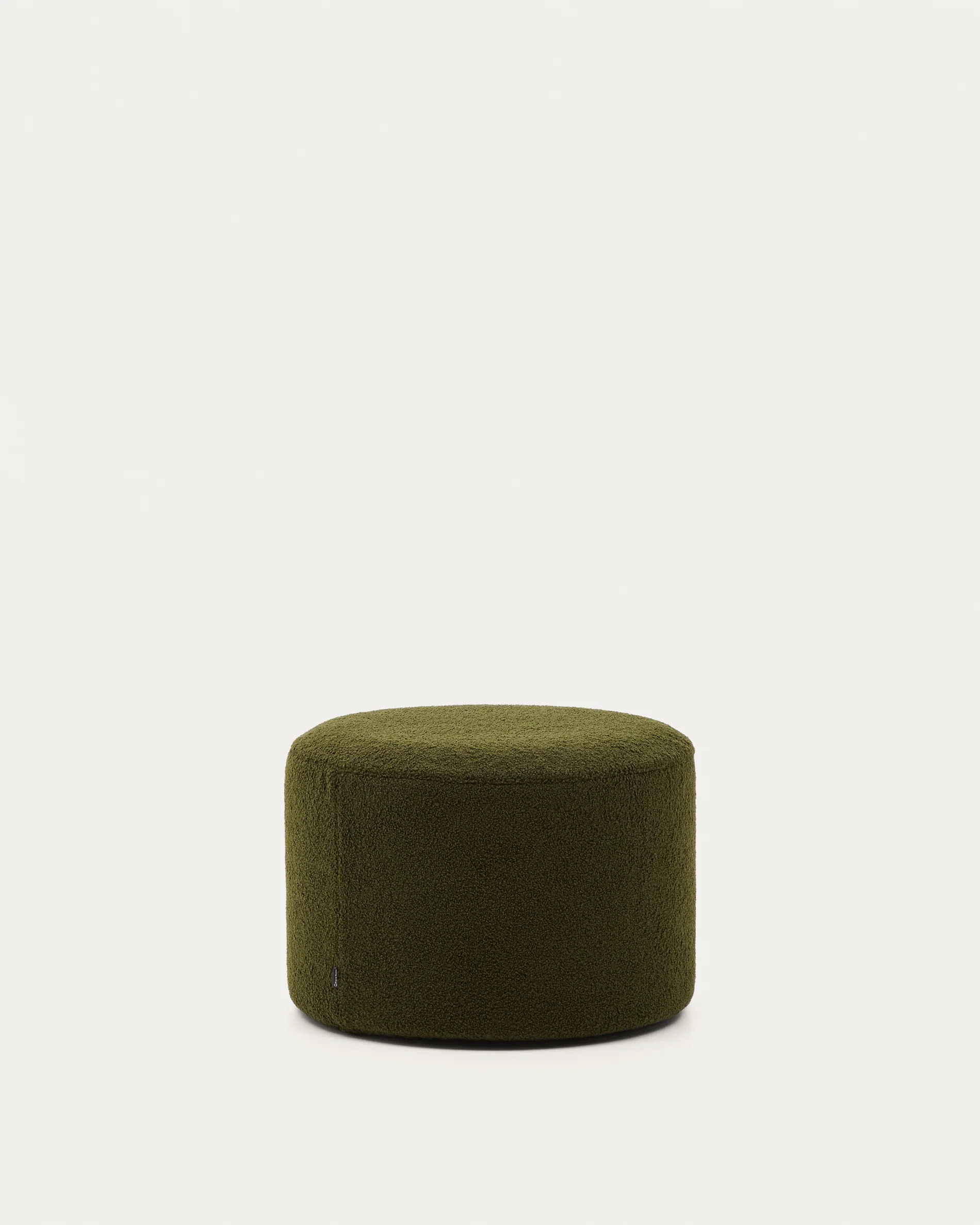 Kaeli footrest with removable cover in green bouclé Ø 60 cm