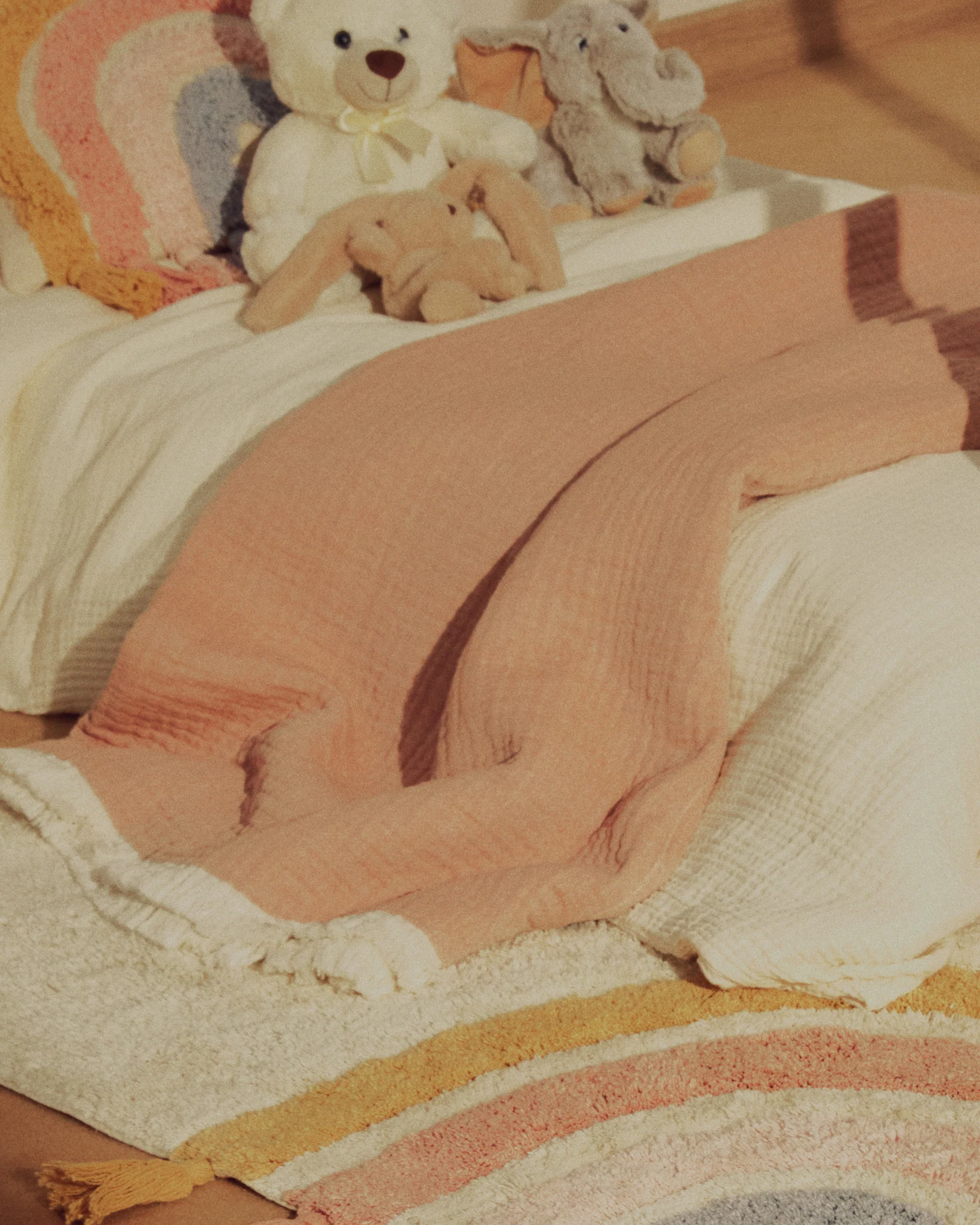 Nafine 100% cotton muslin blanket with two-toned fringe 130 x 170 cm