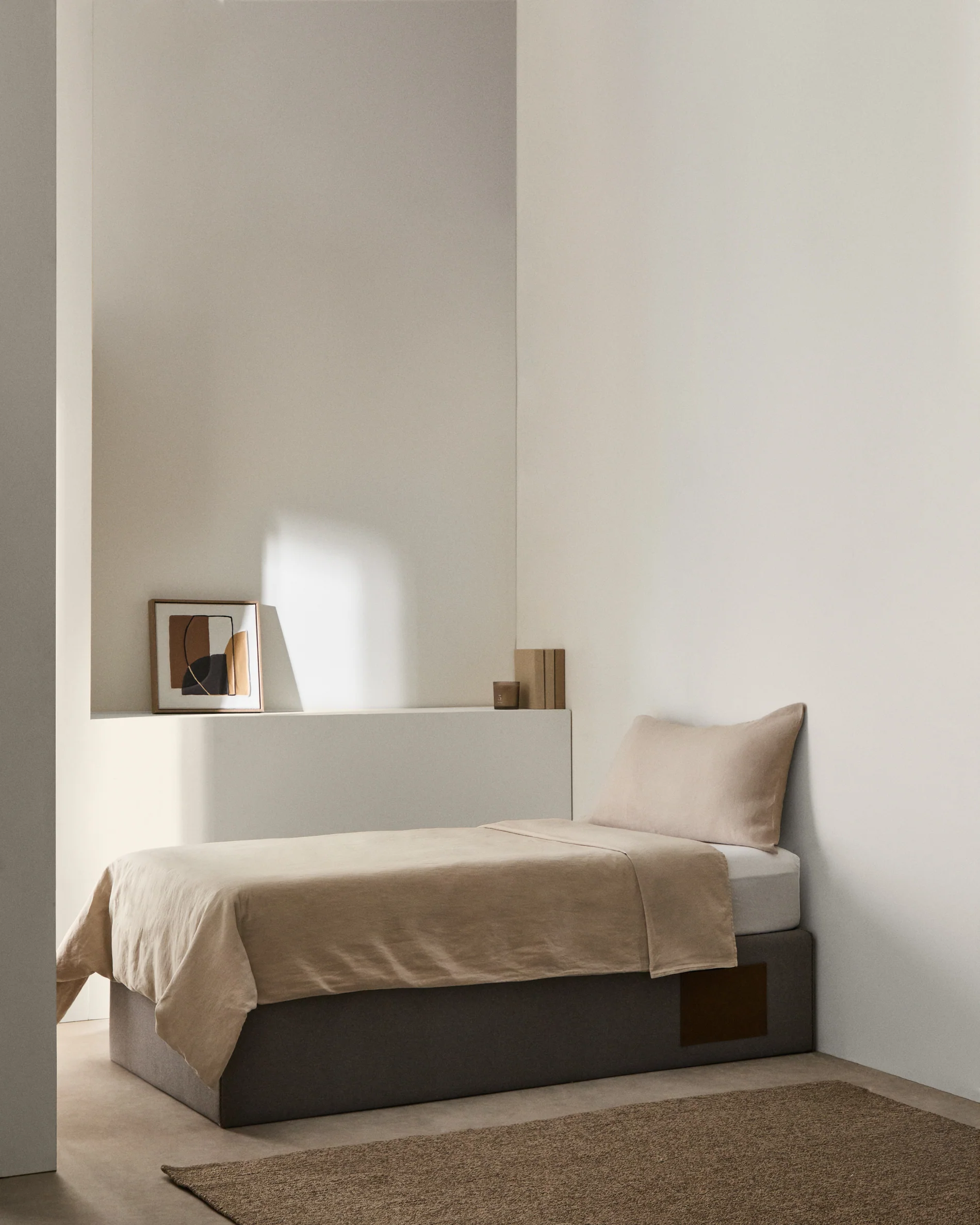 Matters ottoman bed base in grey for a 90 x 190 cm mattress