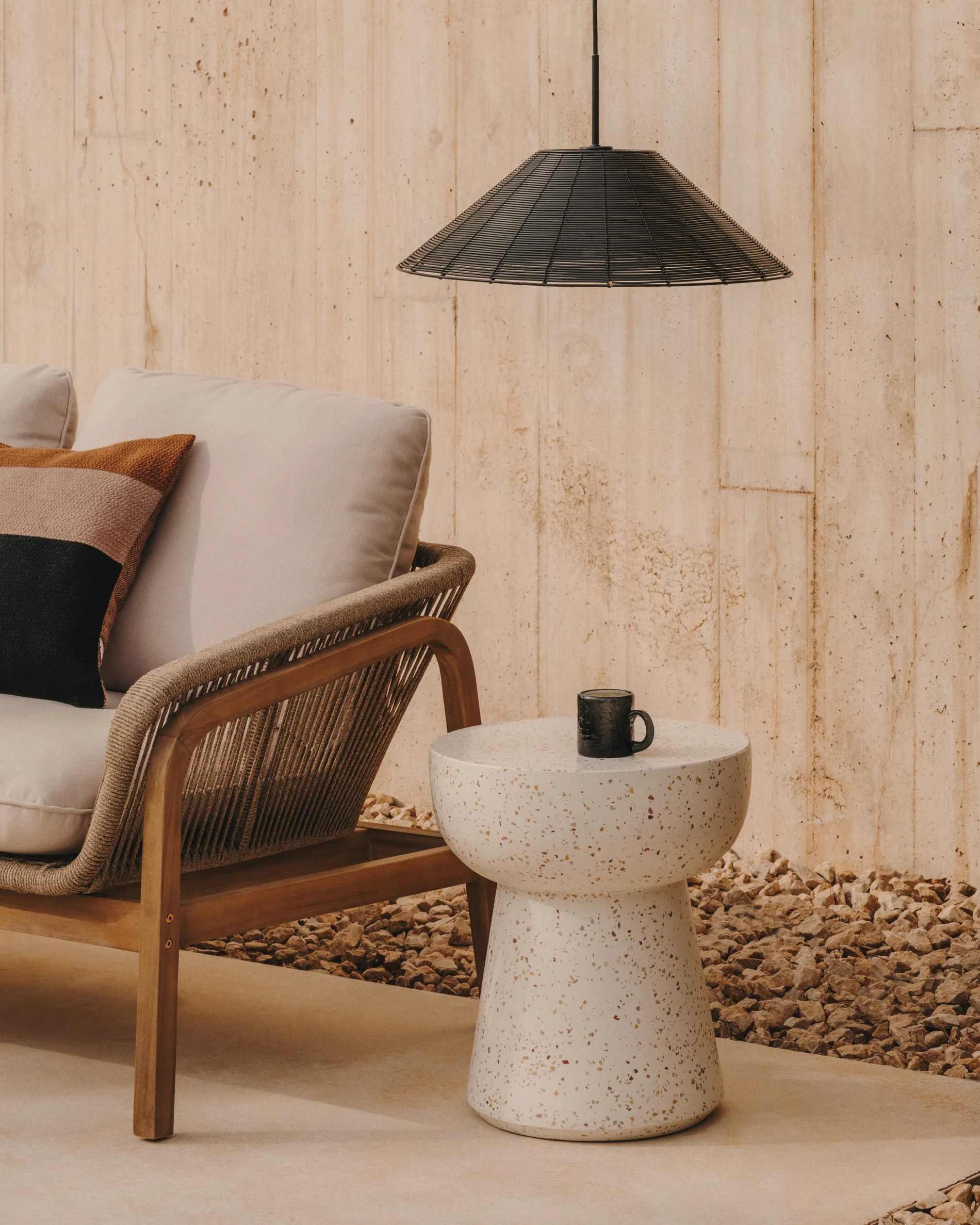 Saranella lampshade for outdoor ceiling lamp in black synthetic rattan Ø 50cm