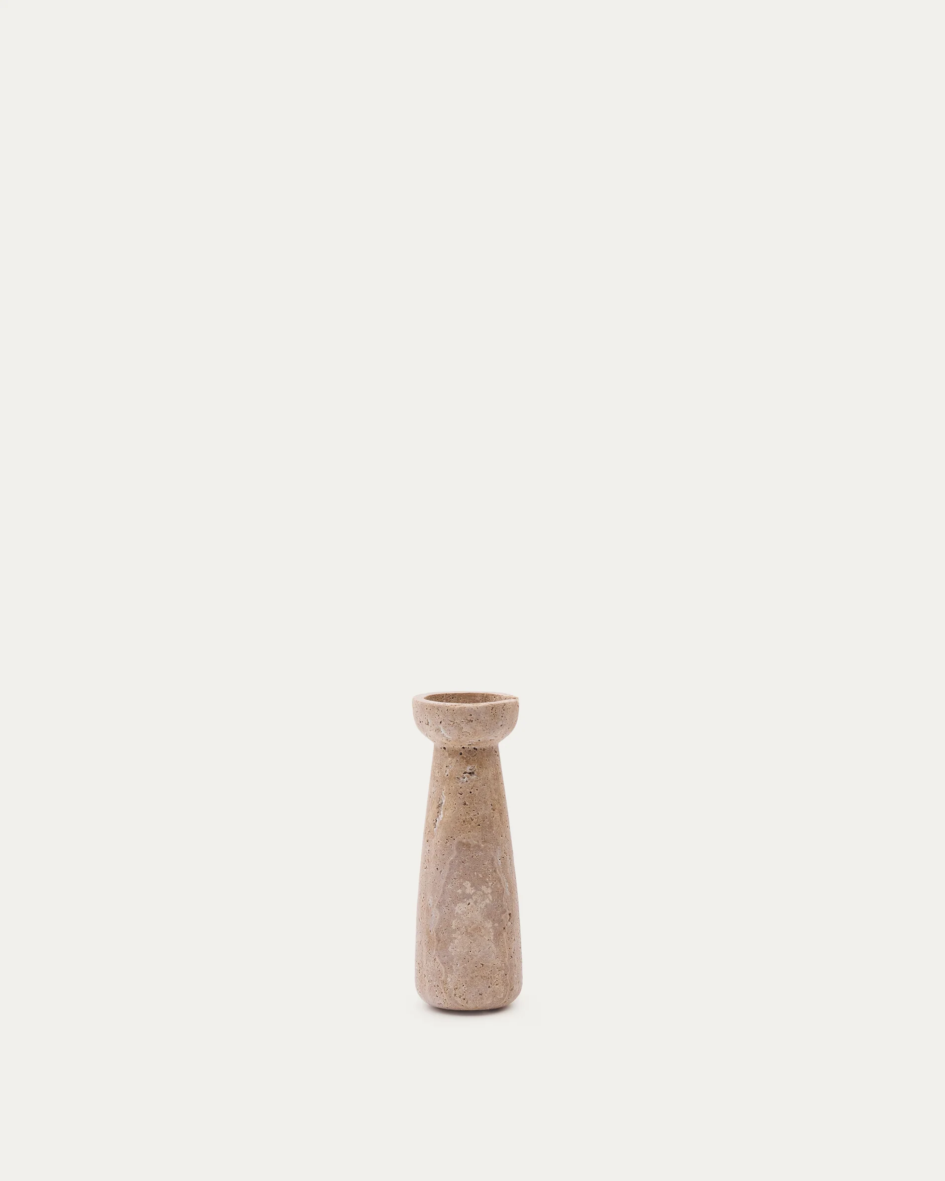 Magan small beige travertine candle holder