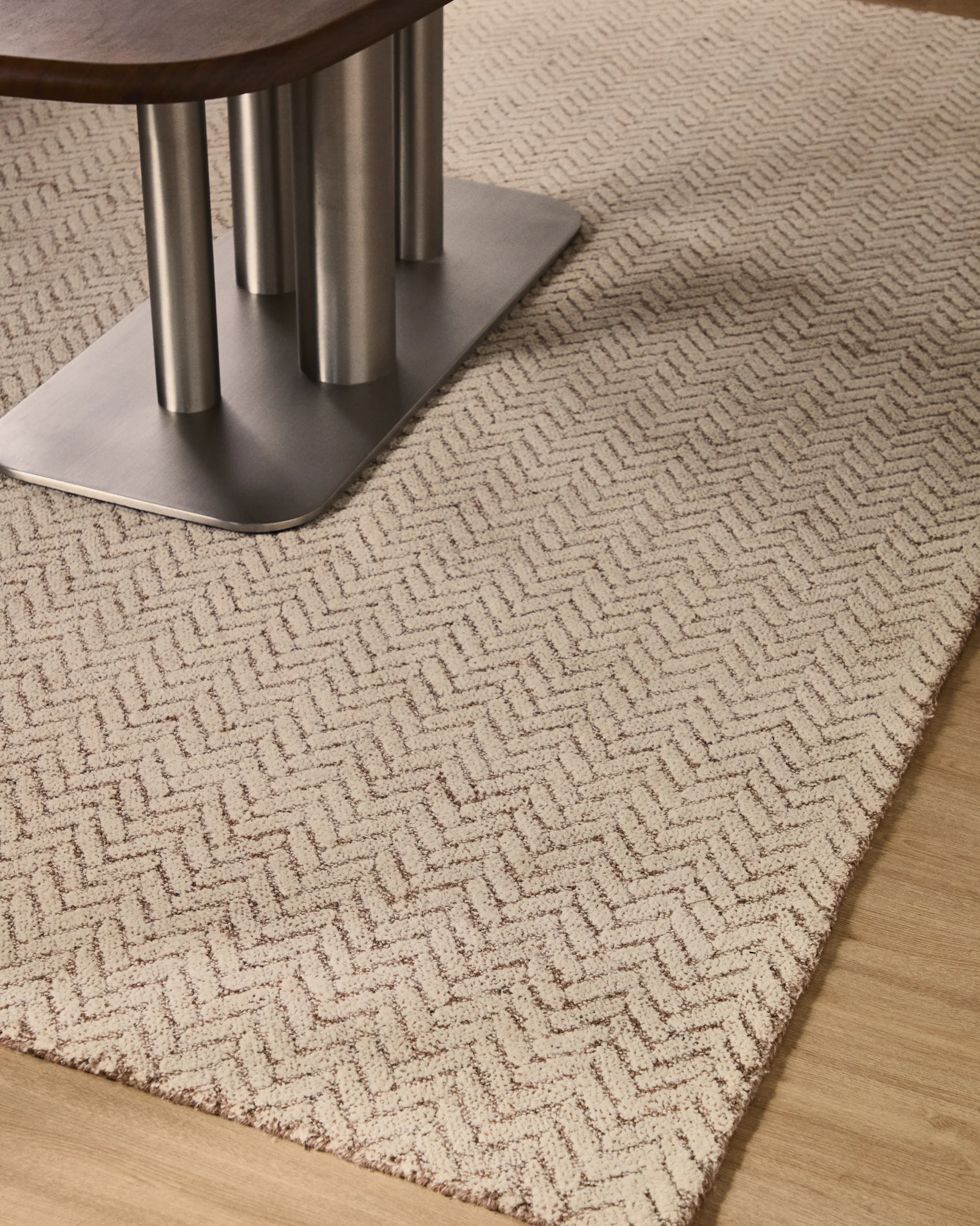 Calira beige woven jacquard wool rug 230 x 160cm