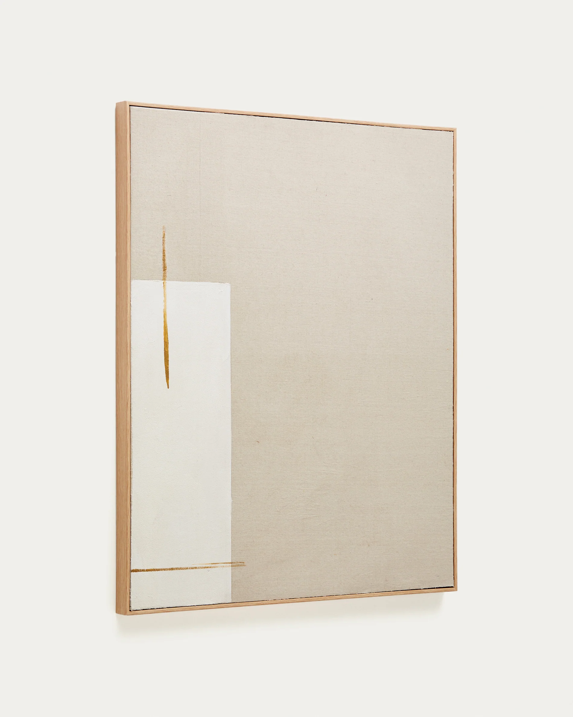 Salin abstract painting with a vertical beige linen stripe 80 x 100 cm