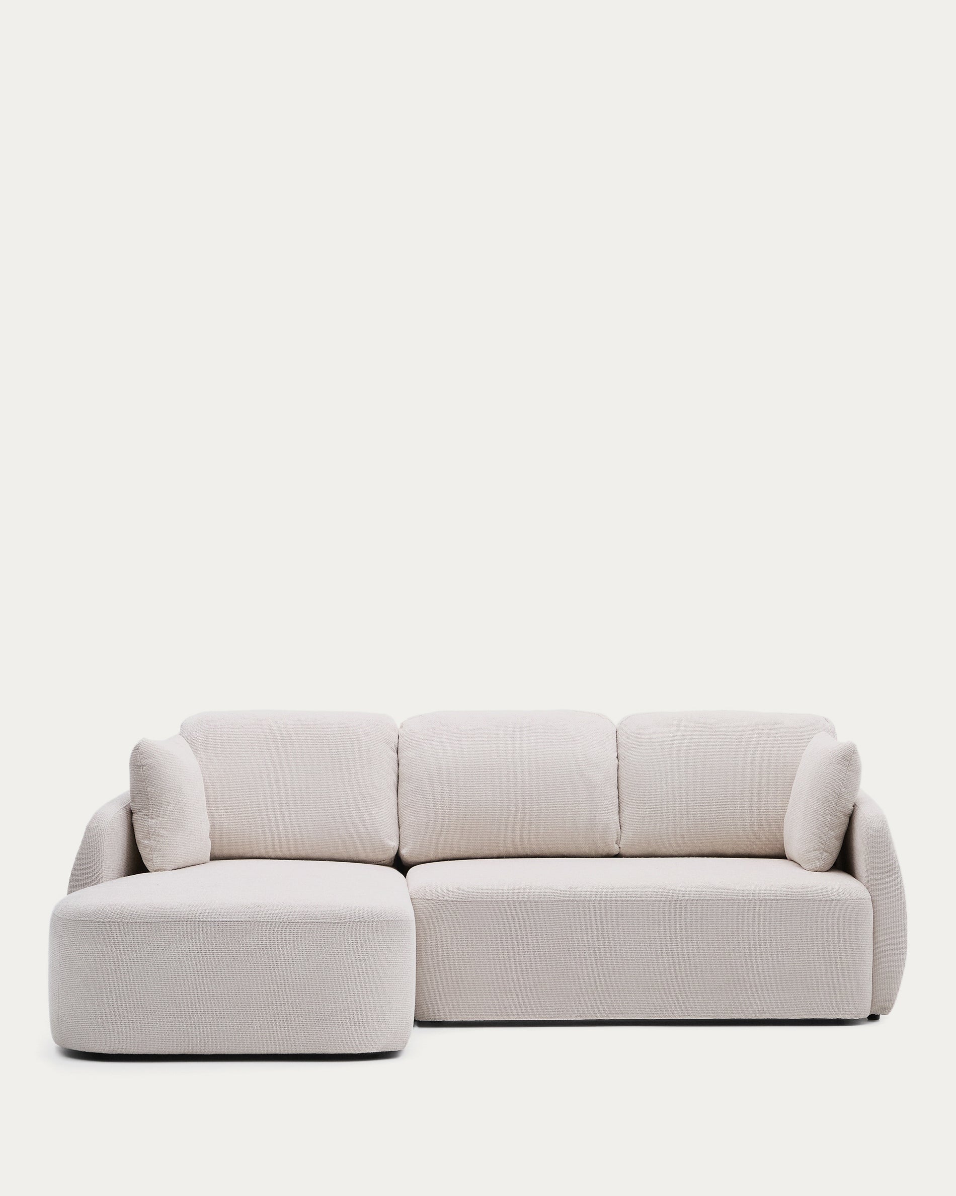 Laira 3-seater sofa bed with left chaise longue in ecru chenille 246cm FSC Mix Credit
