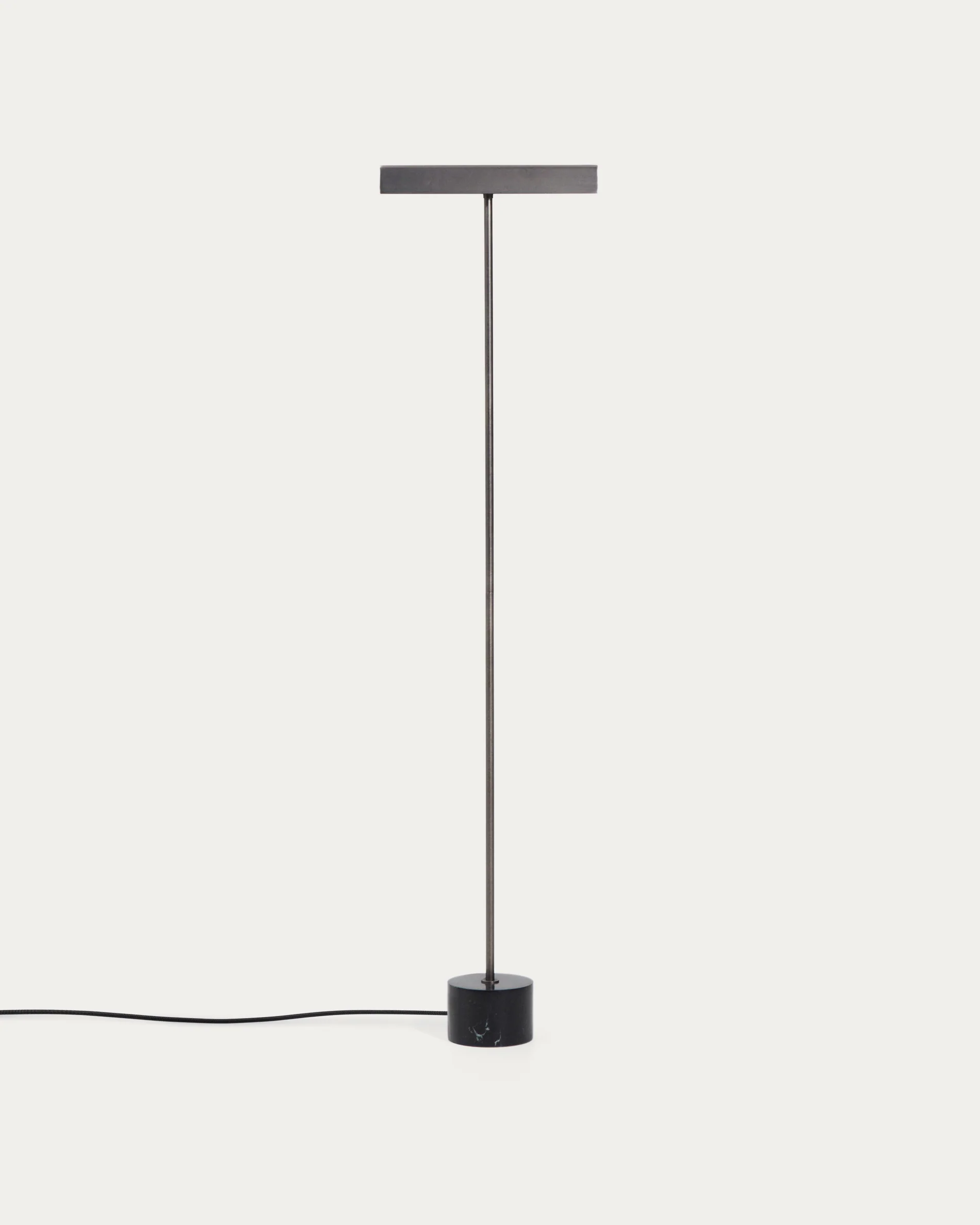 Lynor brushed steel floor lamp with black marble base
