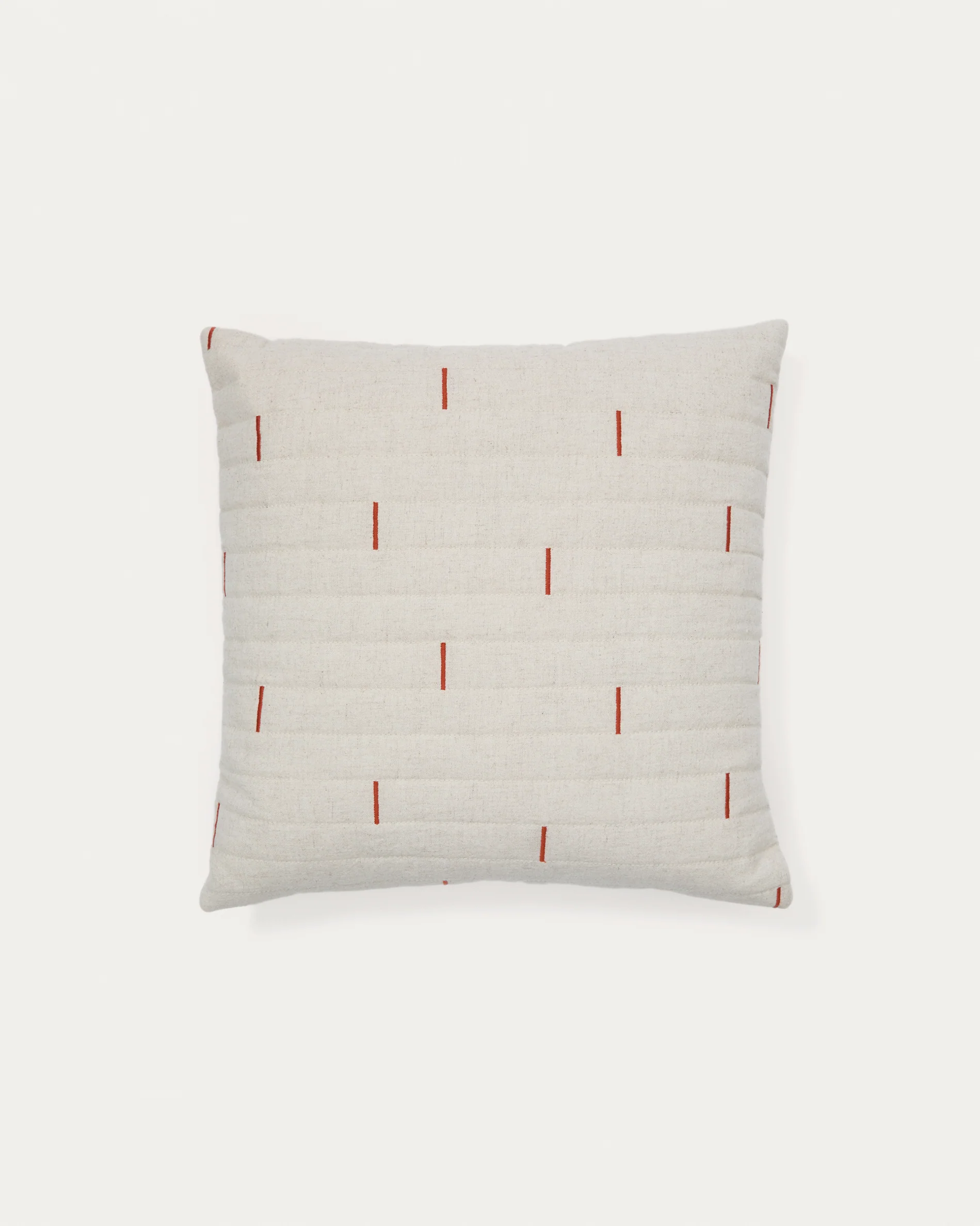 Blaina cushion cover in white linen with a red embroidery feature, 45 x 45 cm