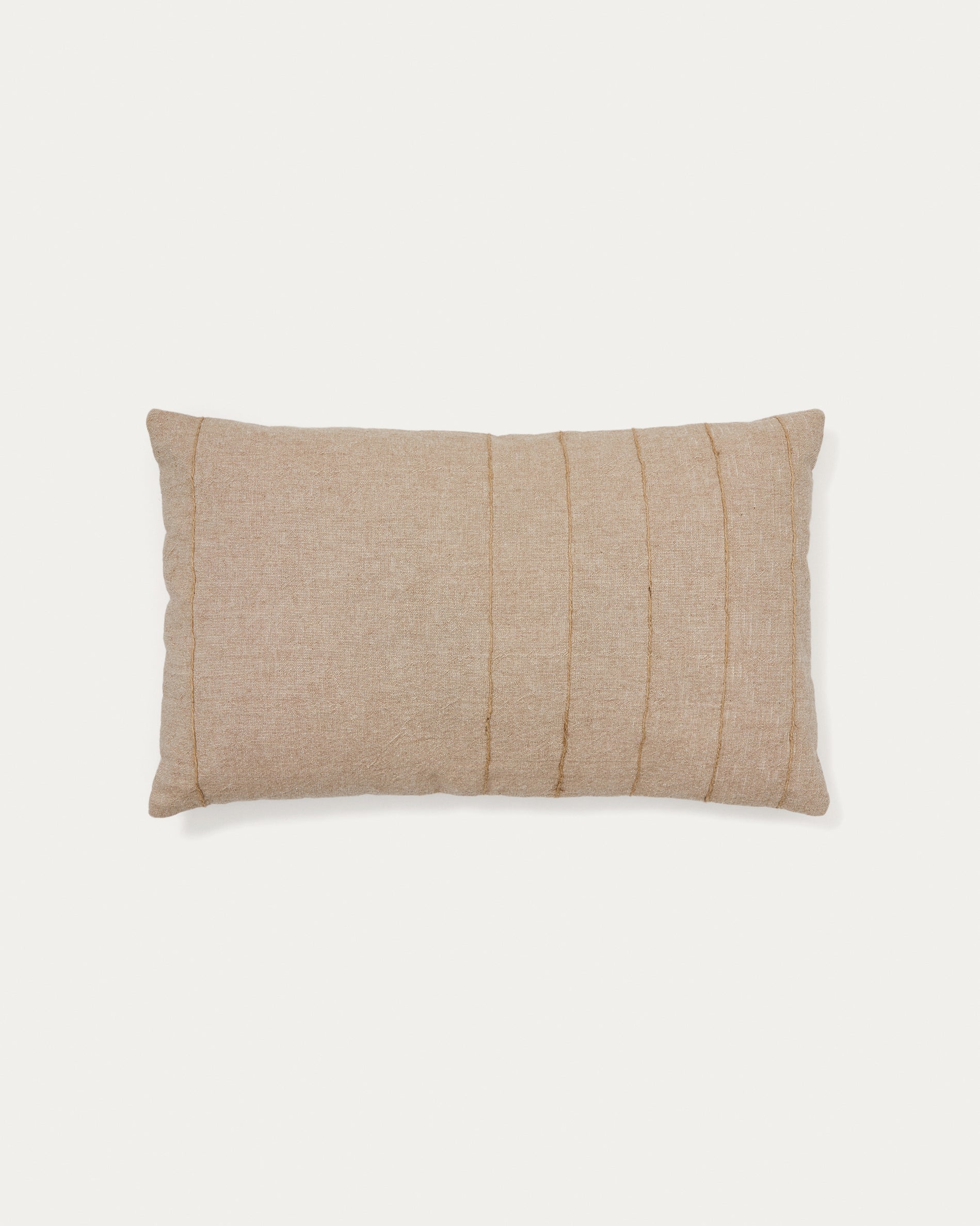 Sayema cushion cover in beige cotton and natural jute embroidery feature, 30 x 50 cm