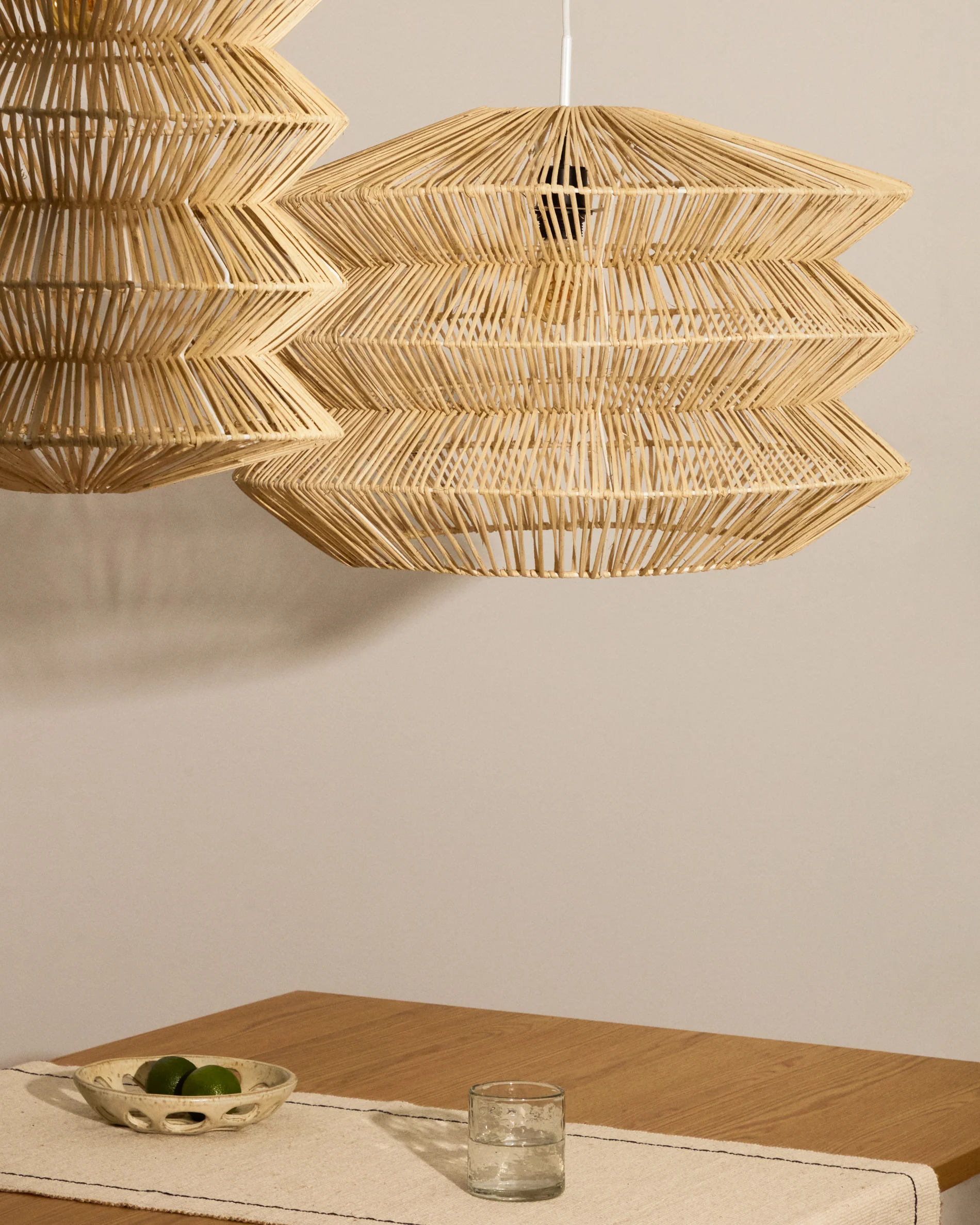 Dakit ceiling lamp shade in rattan with light finish 60 x 39cm