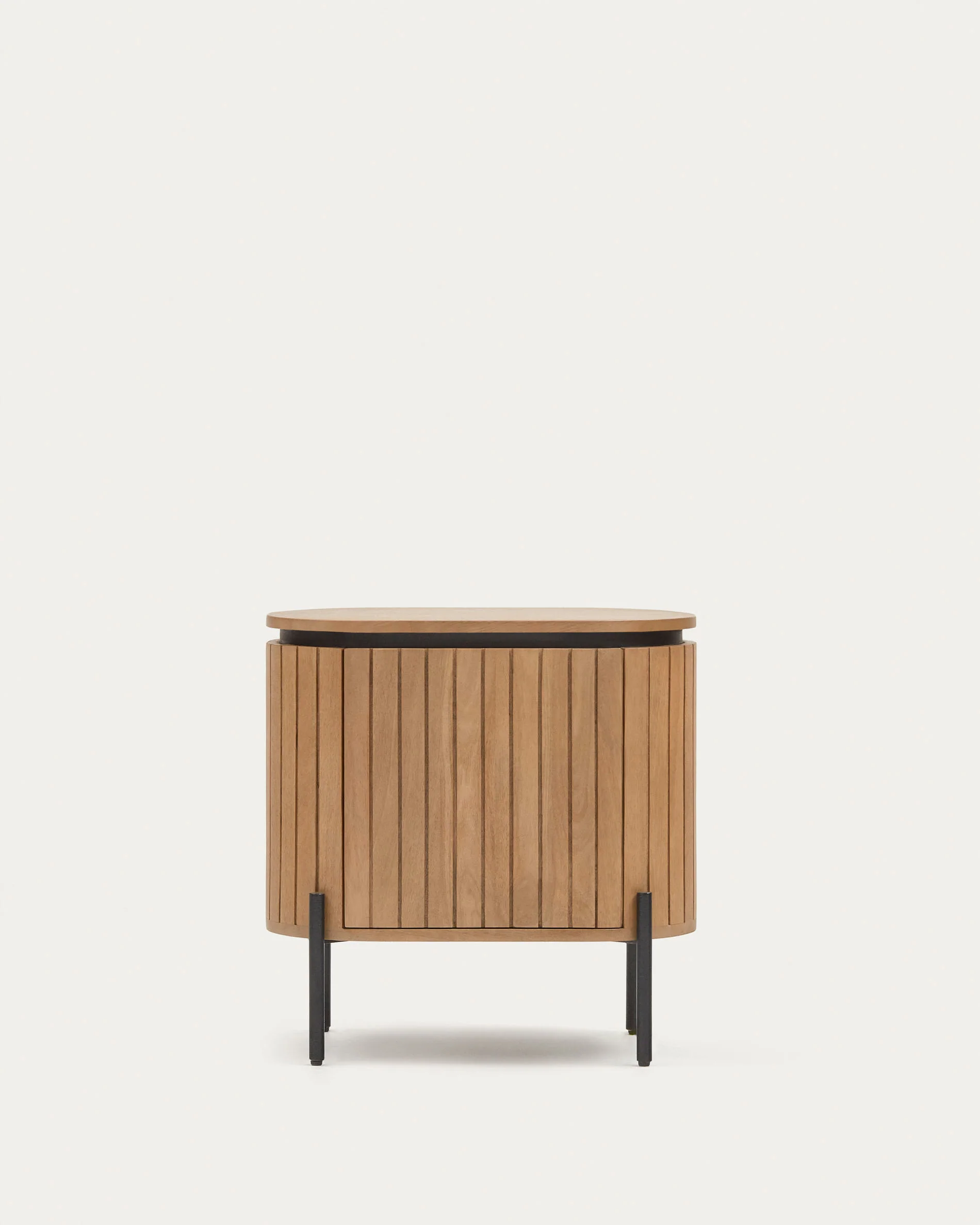 Licia mango wood bedside table with 1 door, with a natural finish and metal, 55 x 55 cm