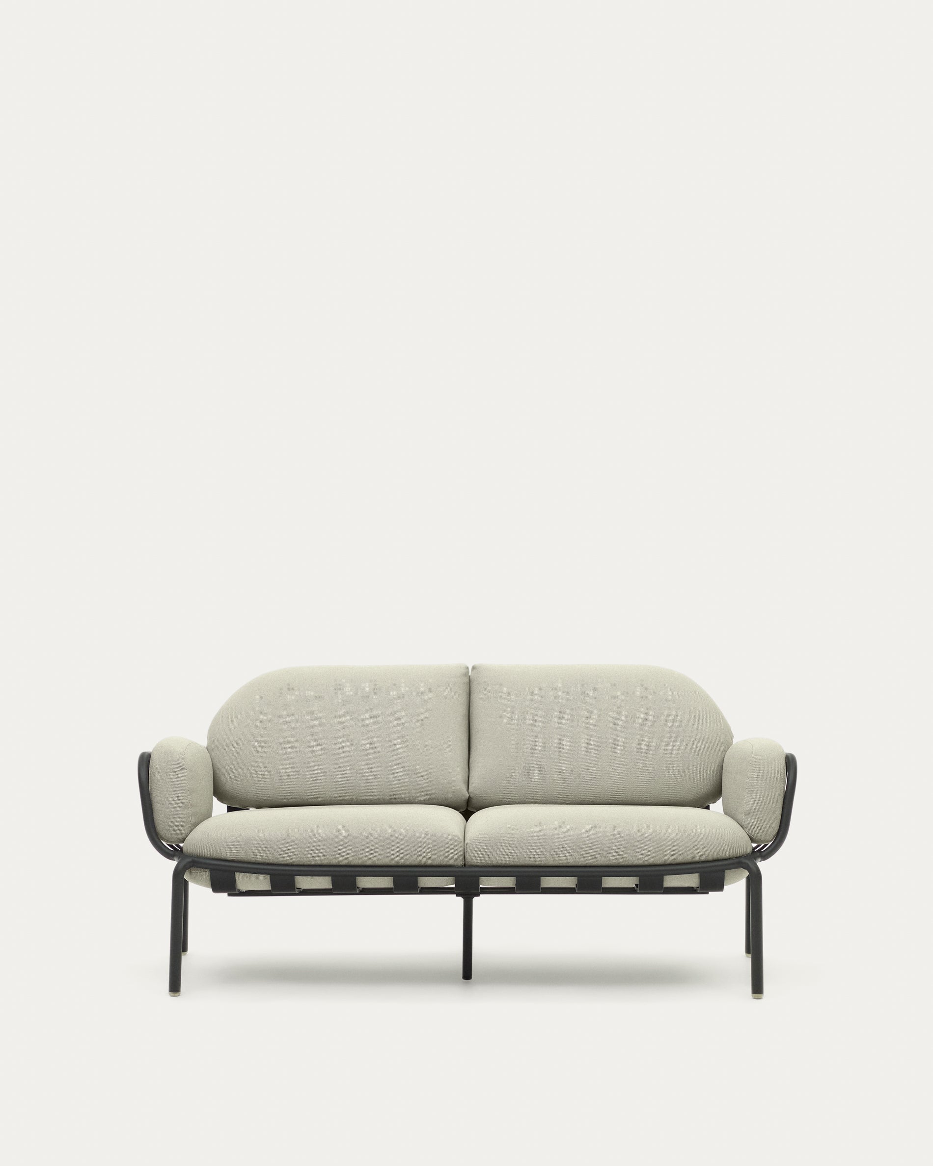 Joncols outdoor 2-seater sofa with beige upholstery and aluminium with grey painted finish 164cm