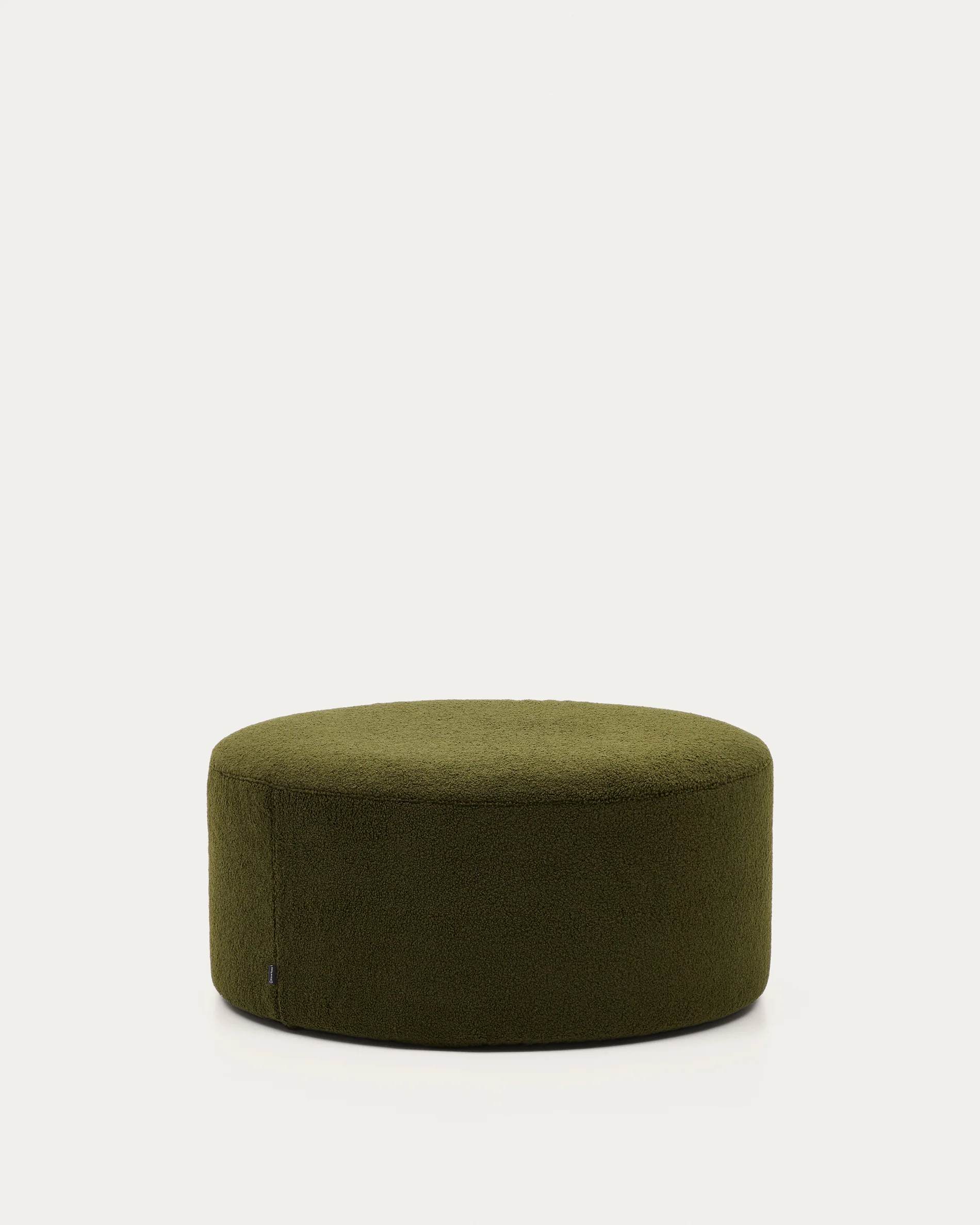 Kaeli footrest with removable cover in green bouclé Ø 90 cm