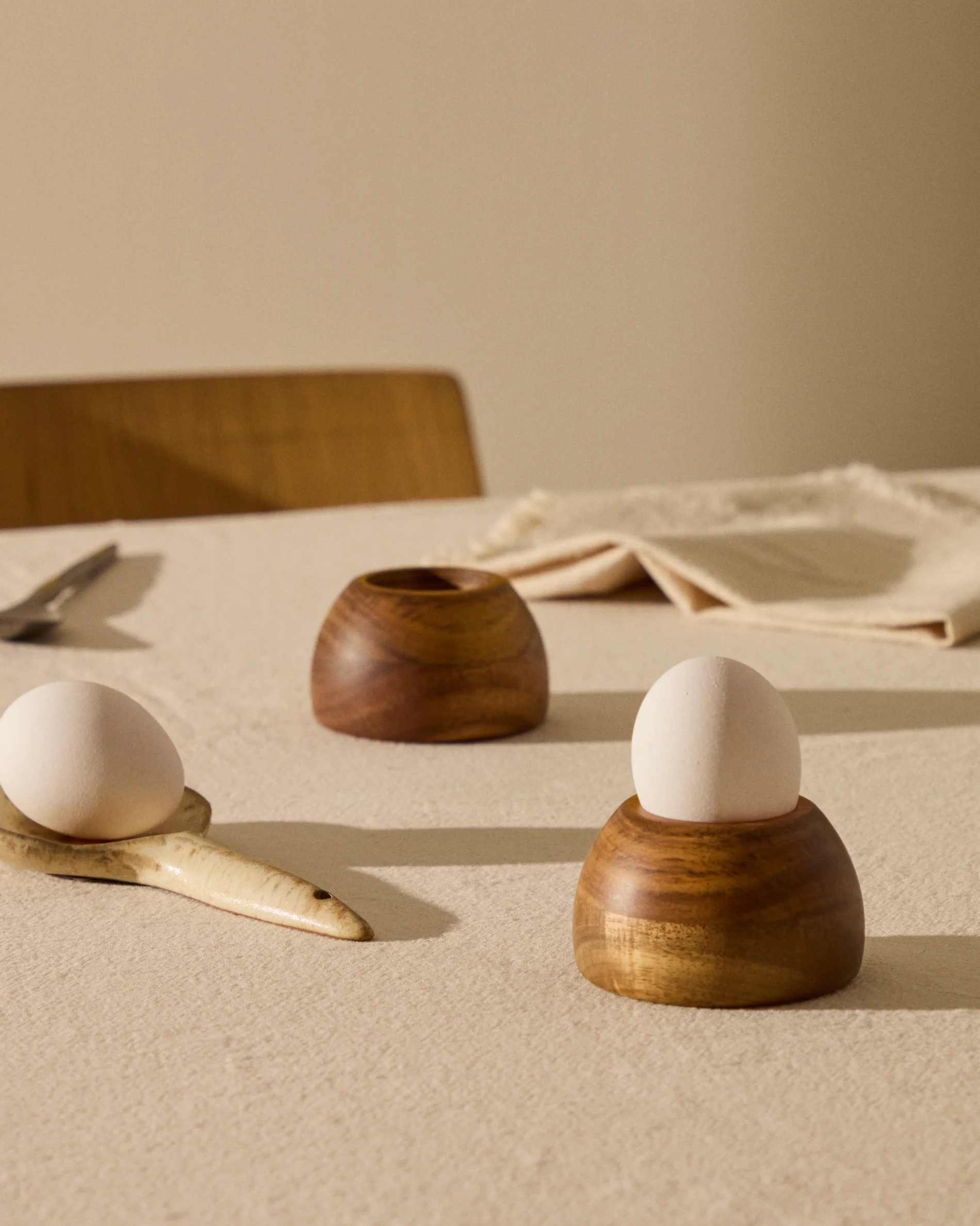 Nukha set of 2 egg cups in FSC 100% acacia wood