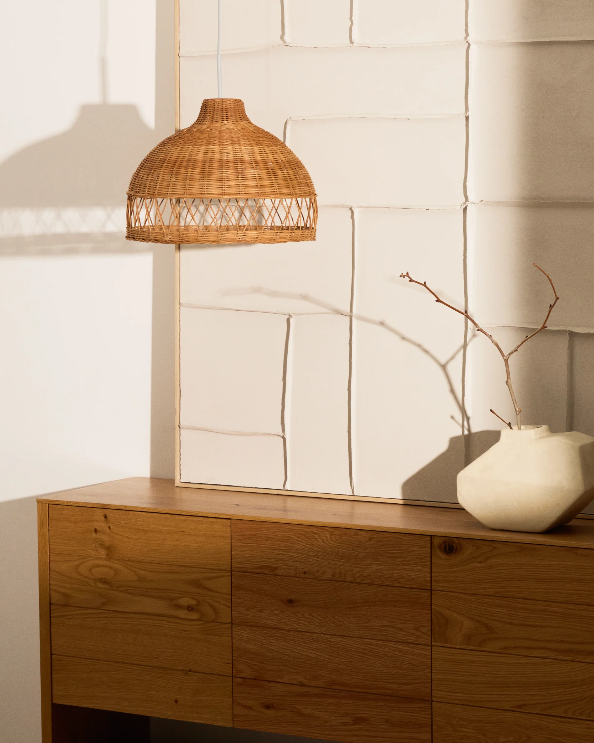 Loura rattan ceiling lamp shade with natural finish Ø40cm