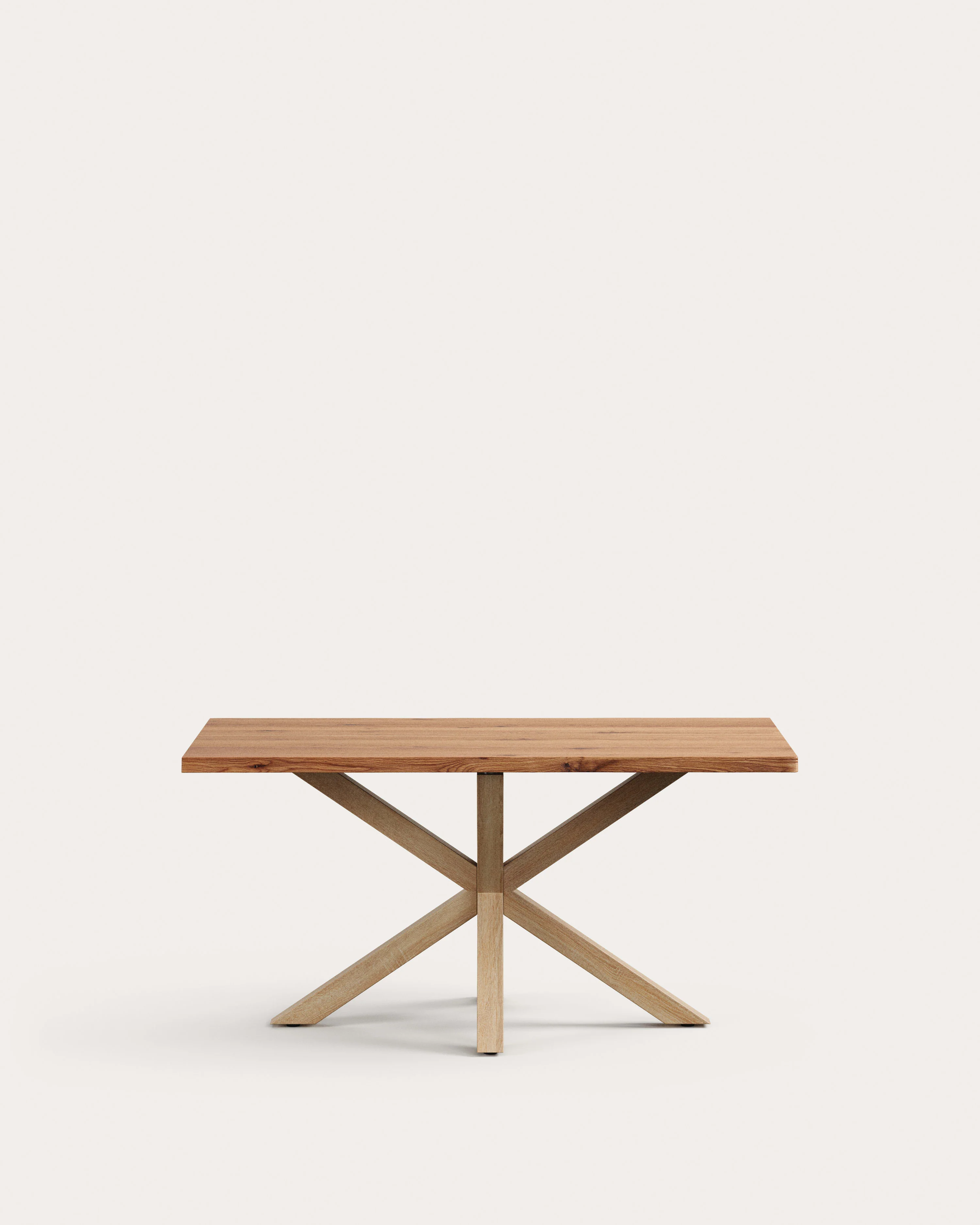 Argo table in oak veneer in a natural finish and wood-effect steel legs 160 x 90 cm