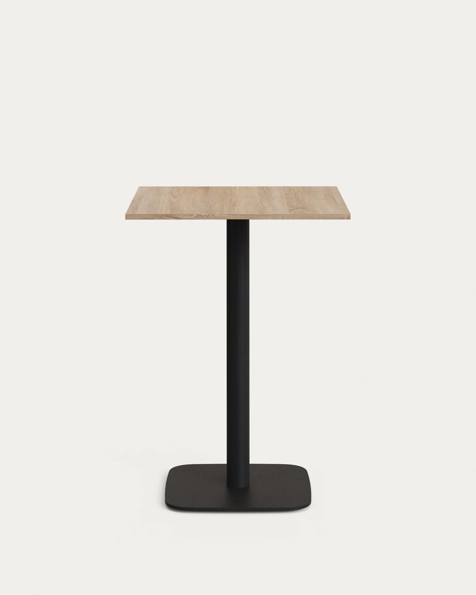 Dina high table in natural finish melamine with metal leg in a painted black finish, 60x60x96 cm