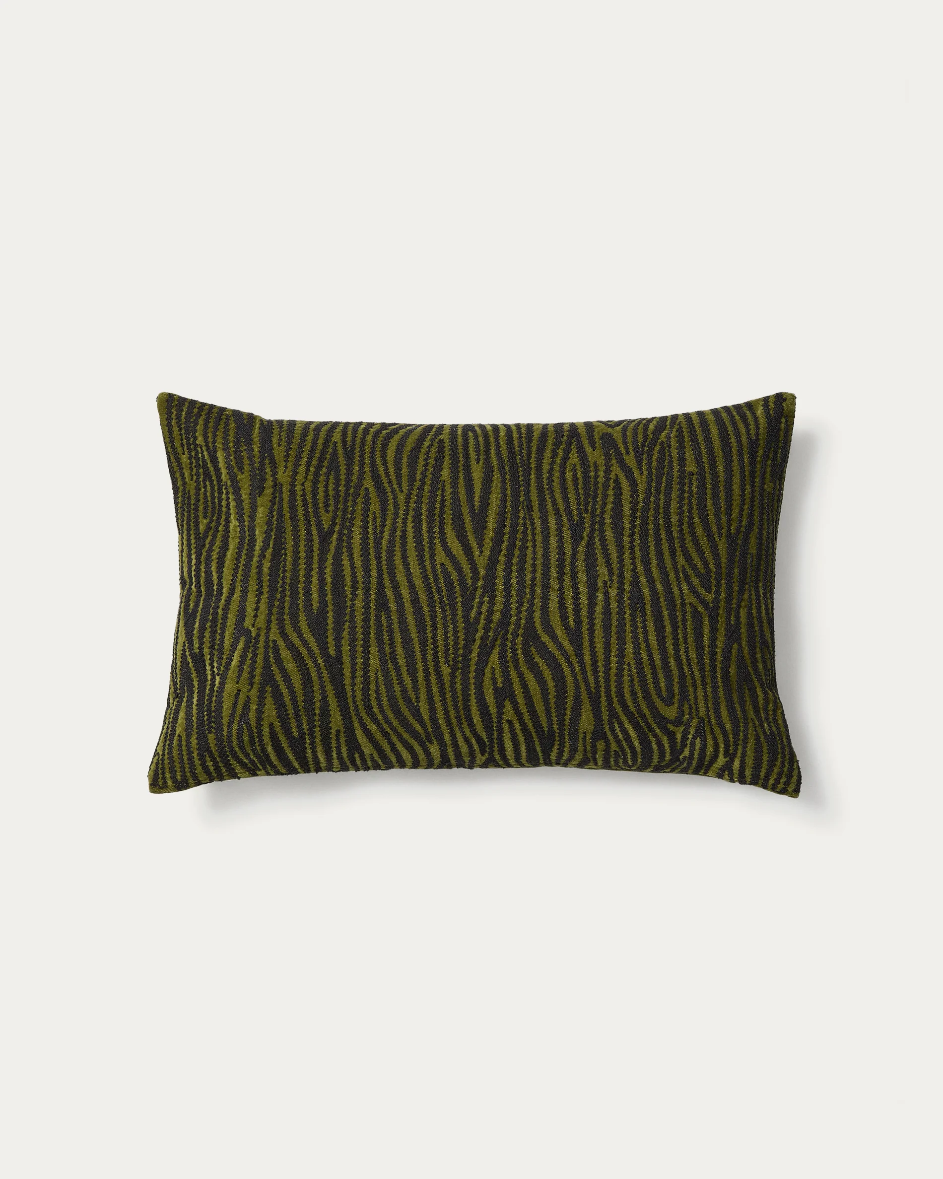 Davina cotton cushion cover with green zebra embroidery 40 x 60 cm