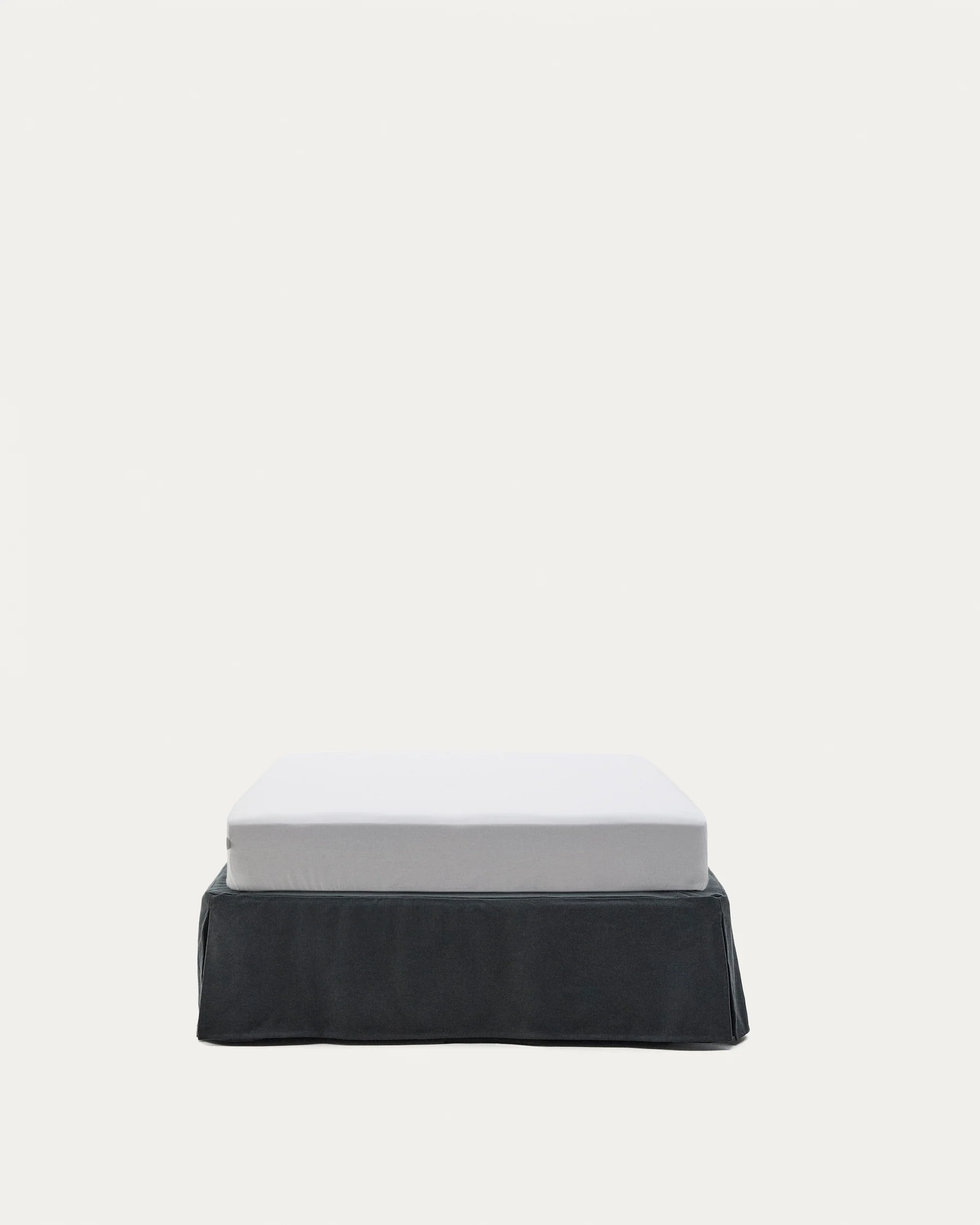 Anthracite grey linen and cotton Jaira base with removable cover for a 90 x 200 cm mattress