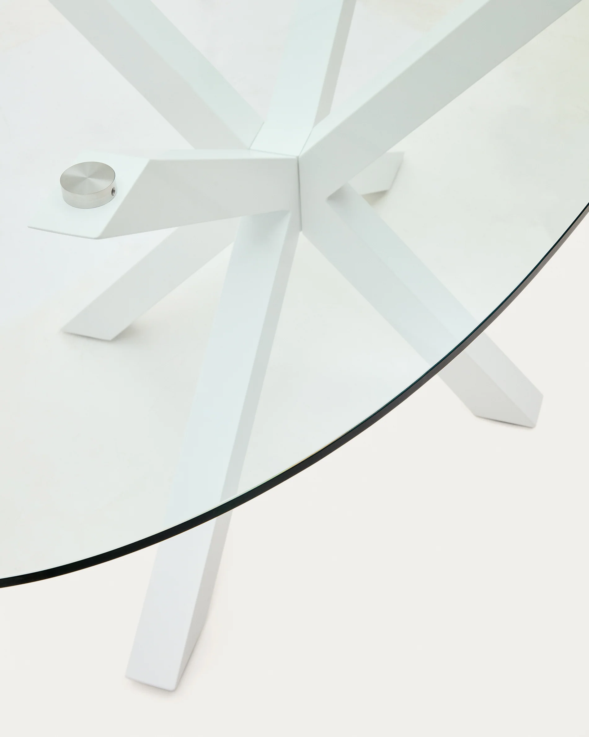 Argo oval table in glass and steel legs with white finish Ø 200 x 100 cm