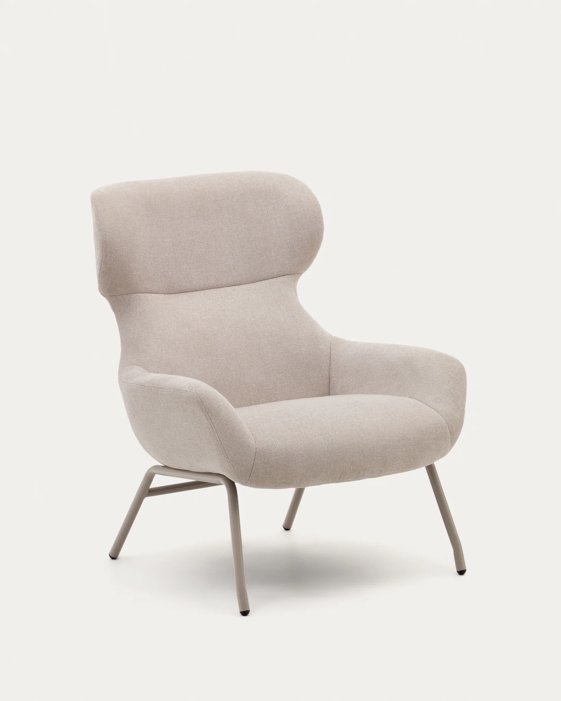 Belina chenille armchair in beige and steel with beige finish FSC 100%
