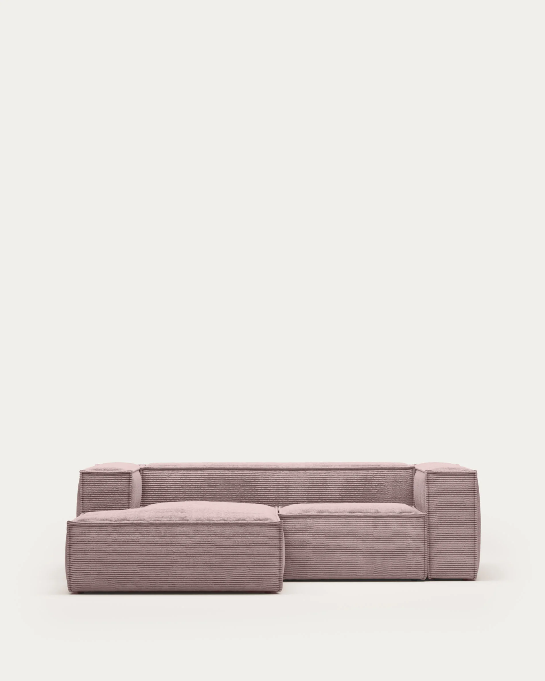 Blok 2-seater left chaise longue sofa in pink thick corduroy 240cm FSC Mix Credit